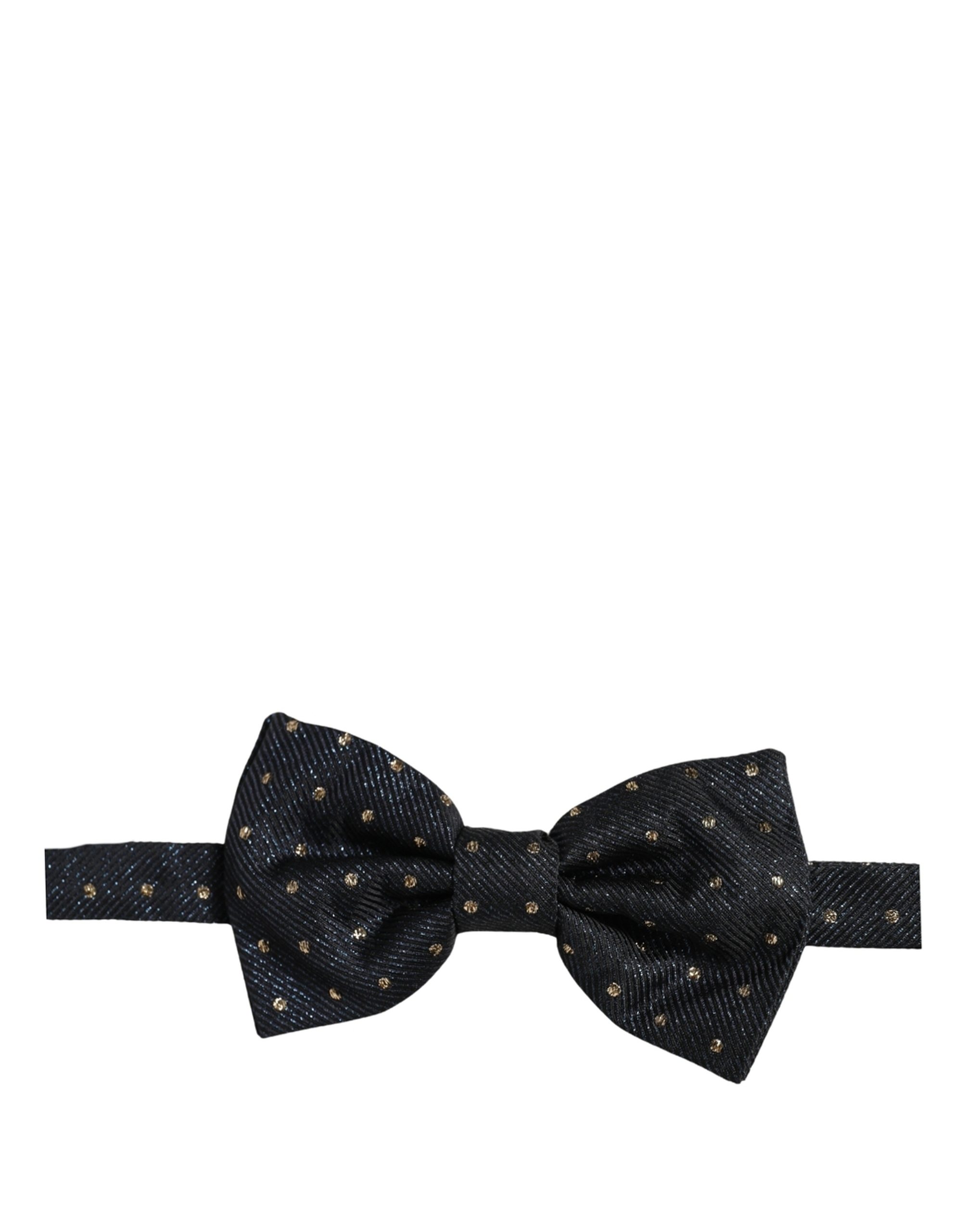Dolce & Gabbana Men Dark Gray Polka Dot Silk Adjustable Neck Papillon Bow Tie - Image 3