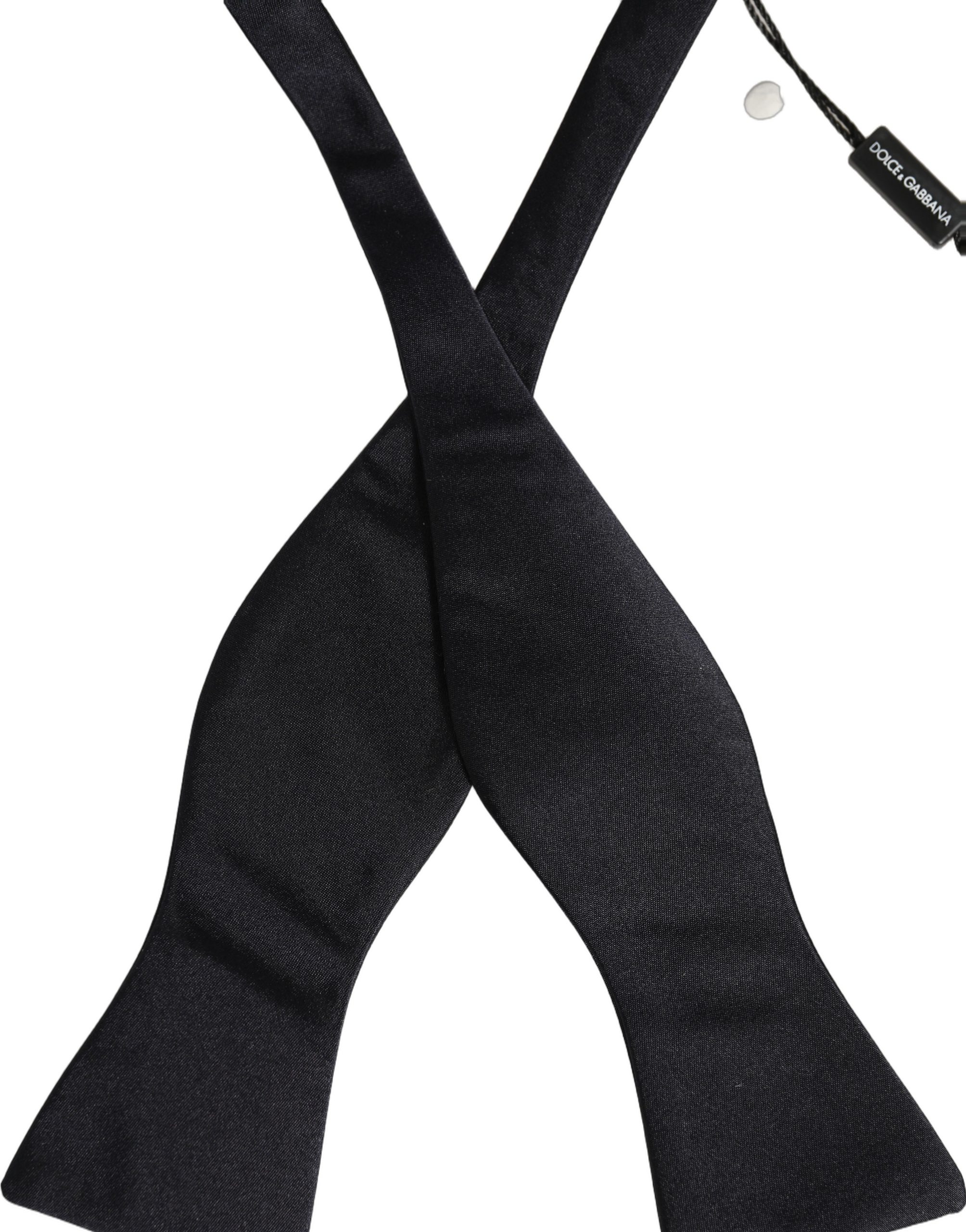 Dolce & Gabbana Men Dark Blue 100% Silk Adjustable Neck Papillon Bow Tie - Image 4
