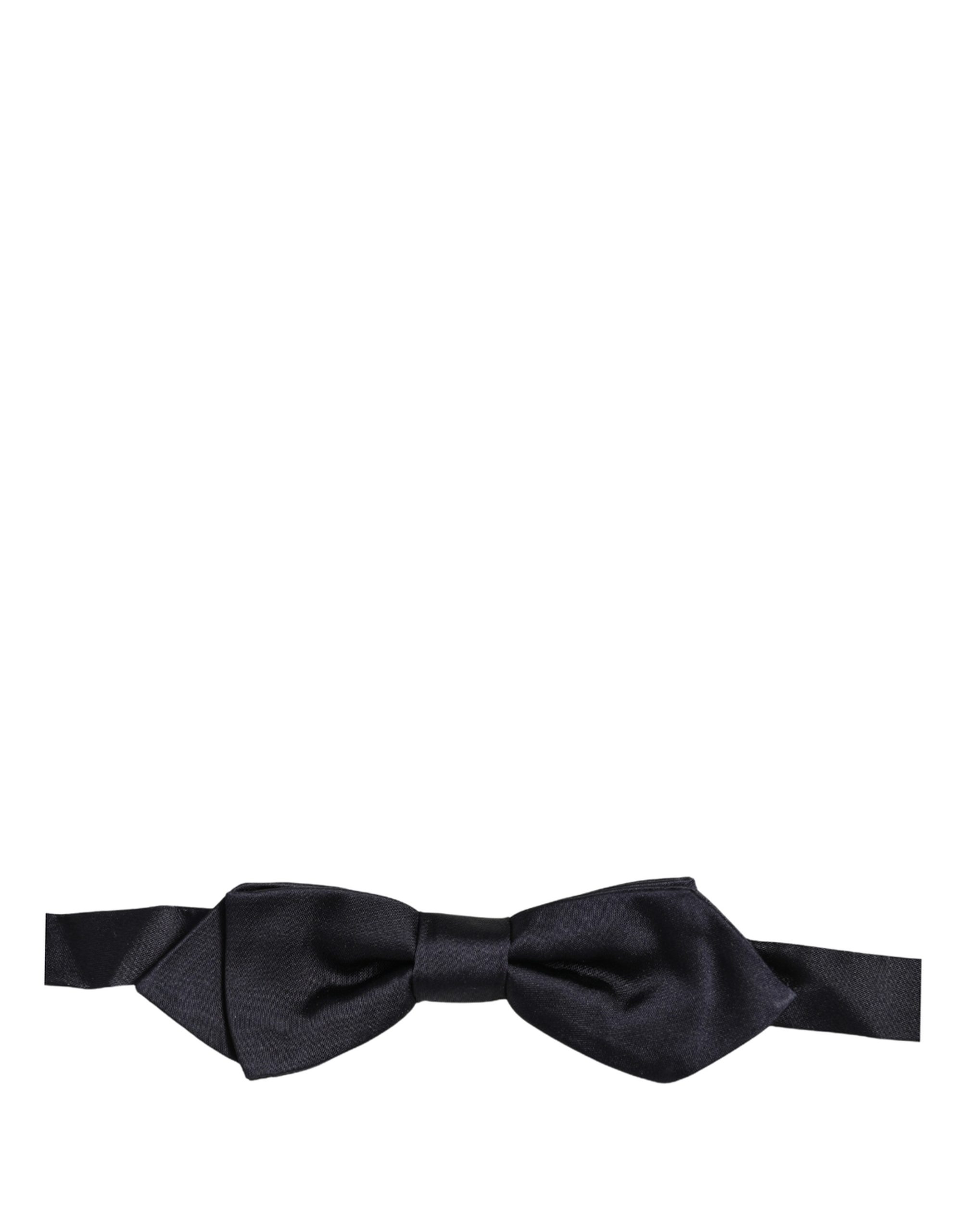 Dolce & Gabbana Men Dark Blue 100% Silk Adjustable Neck Papillon Bow Tie - Image 4