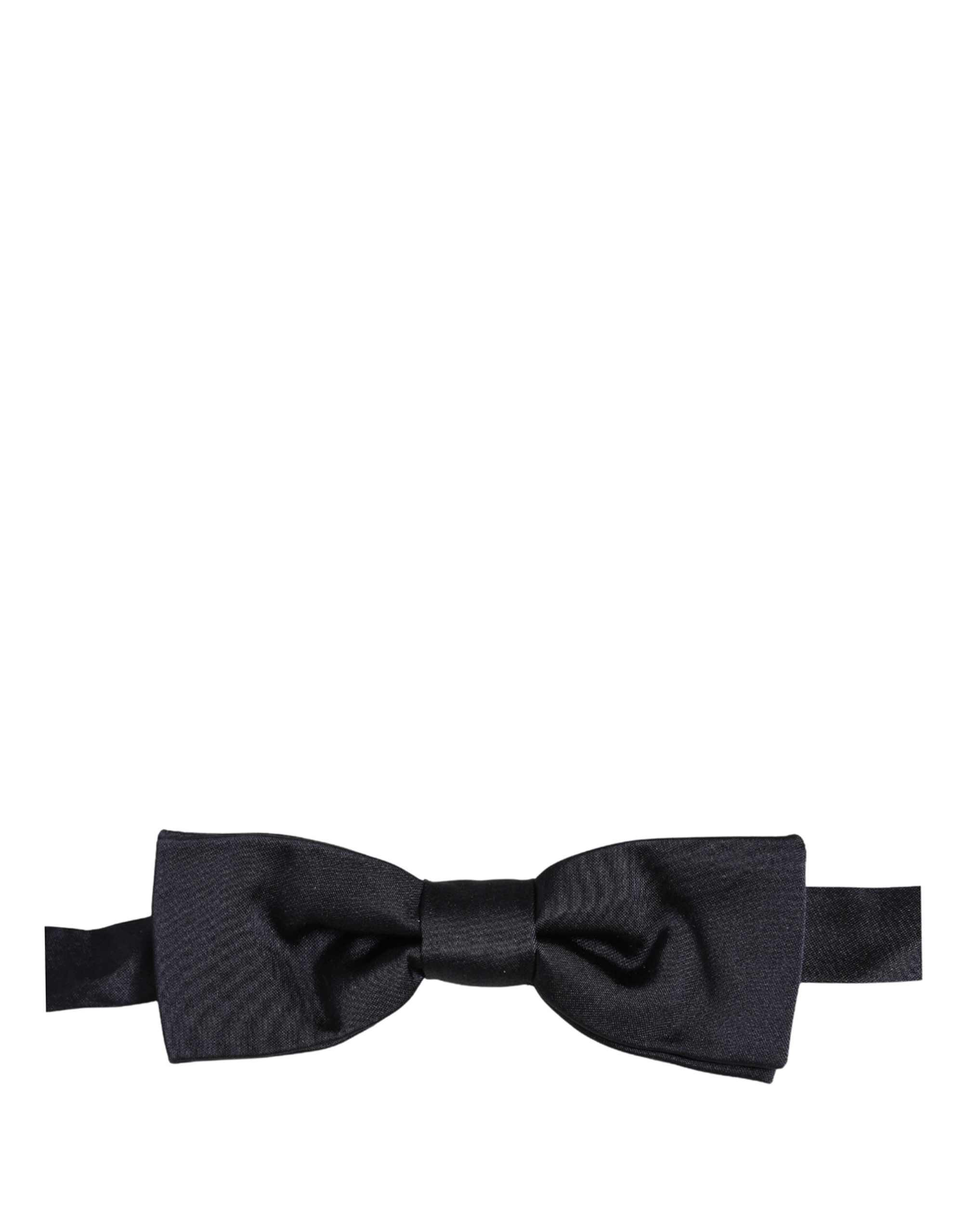 Dolce & Gabbana Men Dark Blue 100% Silk Adjustable Neck Papillon Bow Tie - Image 4