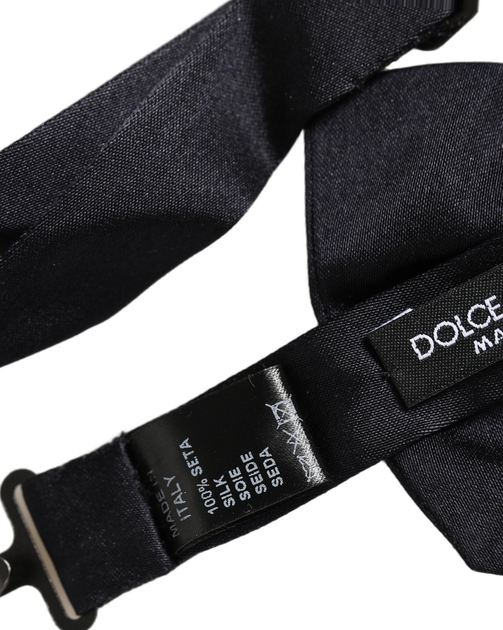 Dolce & Gabbana Men Dark Blue 100% Silk Adjustable Neck Papillon Bow Tie