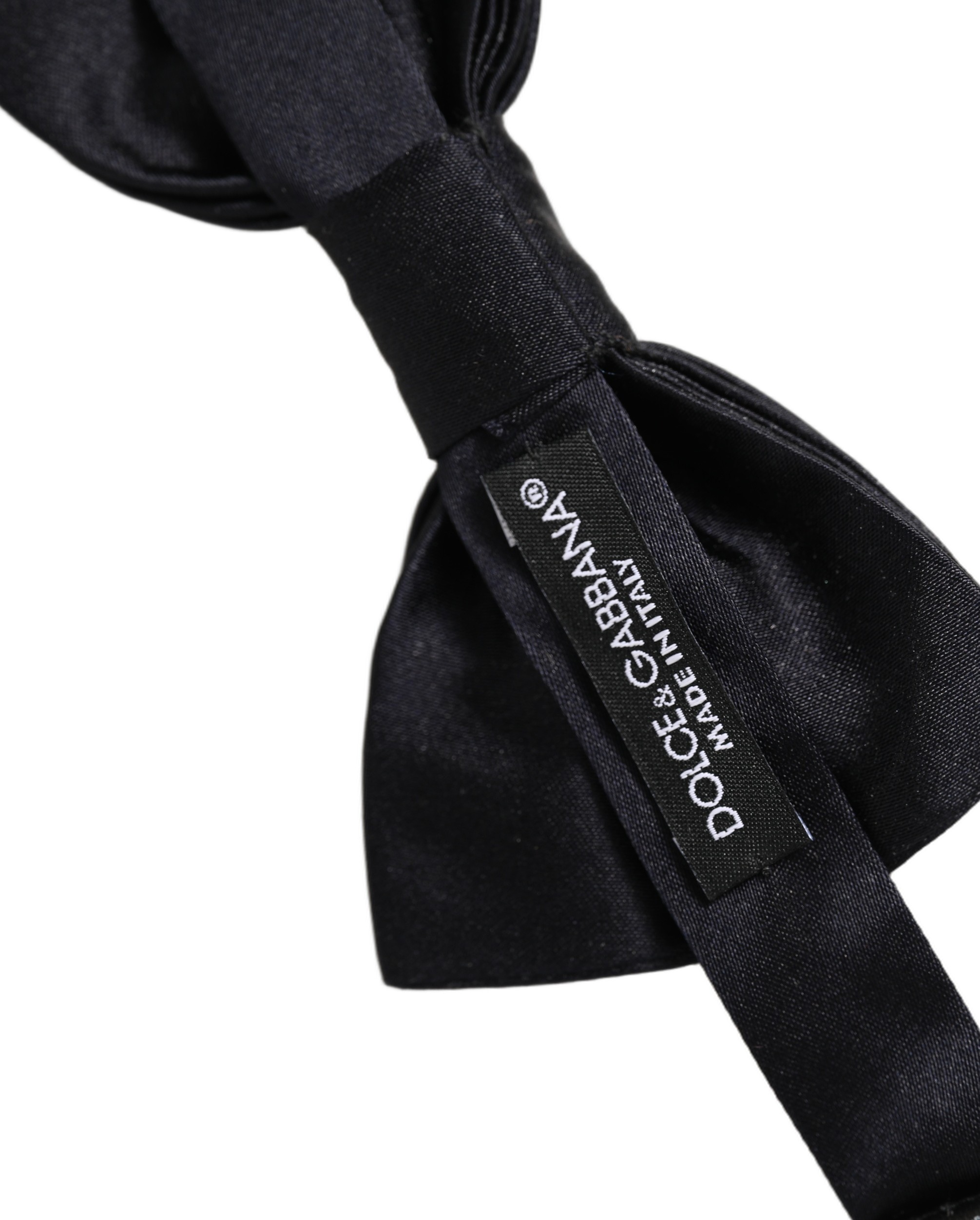 Dolce & Gabbana Men Dark Blue 100% Silk Adjustable Neck Papillon Bow Tie - Image 4