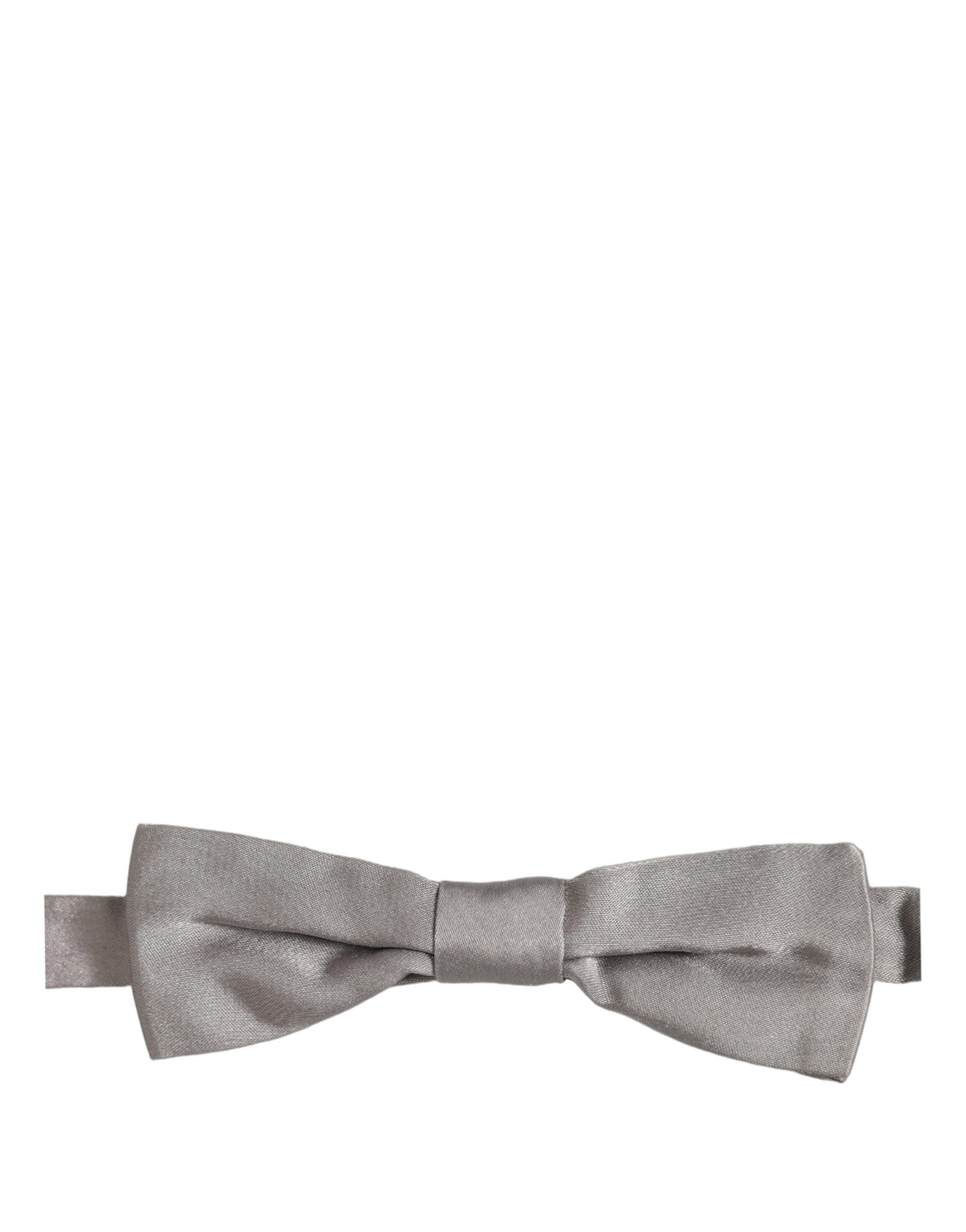 Dolce & Gabbana Men Gray 100% Silk Adjustable Neck Papillon Bow Tie - Image 2