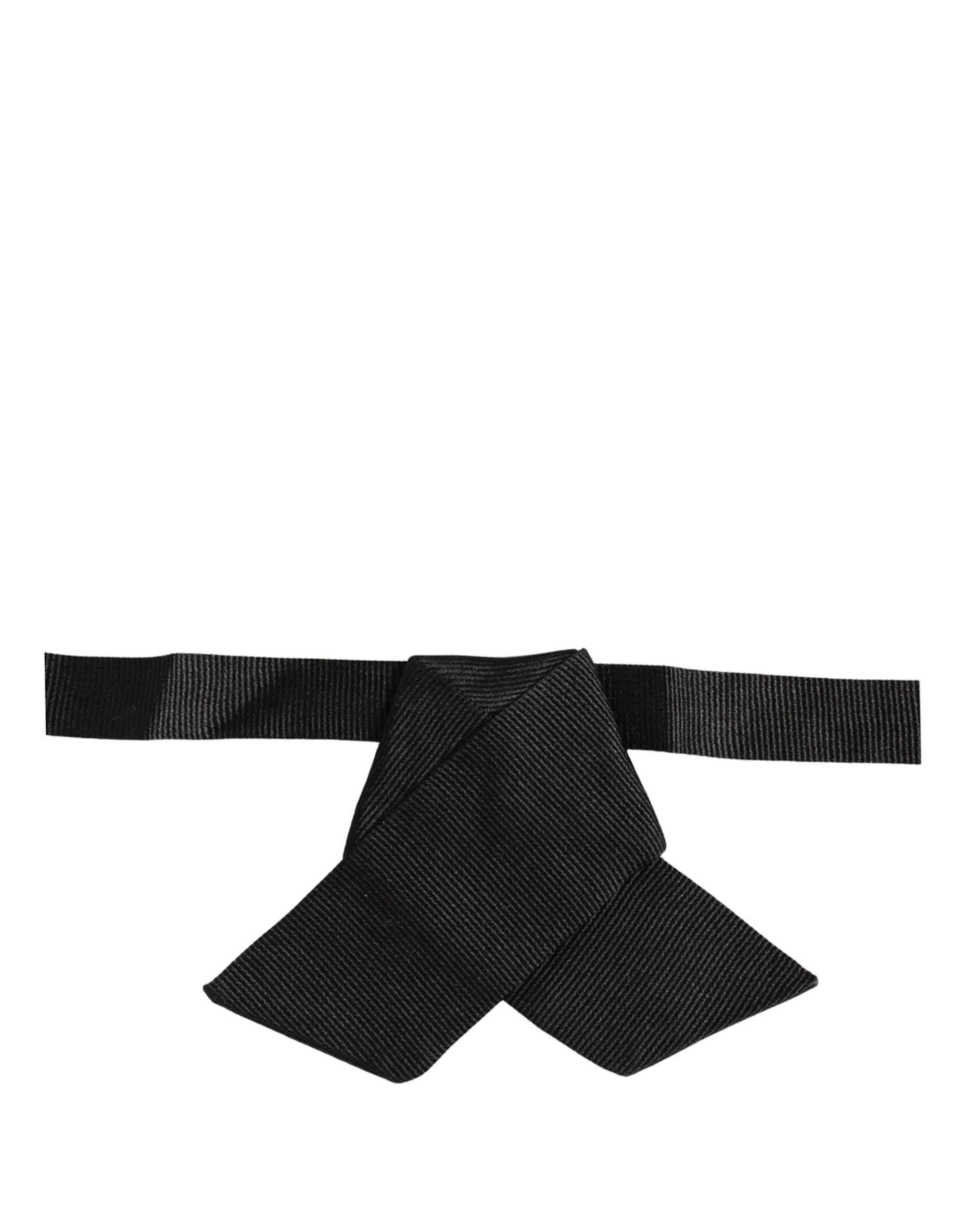Dolce & Gabbana Men Black 100% SIlk Adjustable Neck Papillon Bow Tie - Image 4