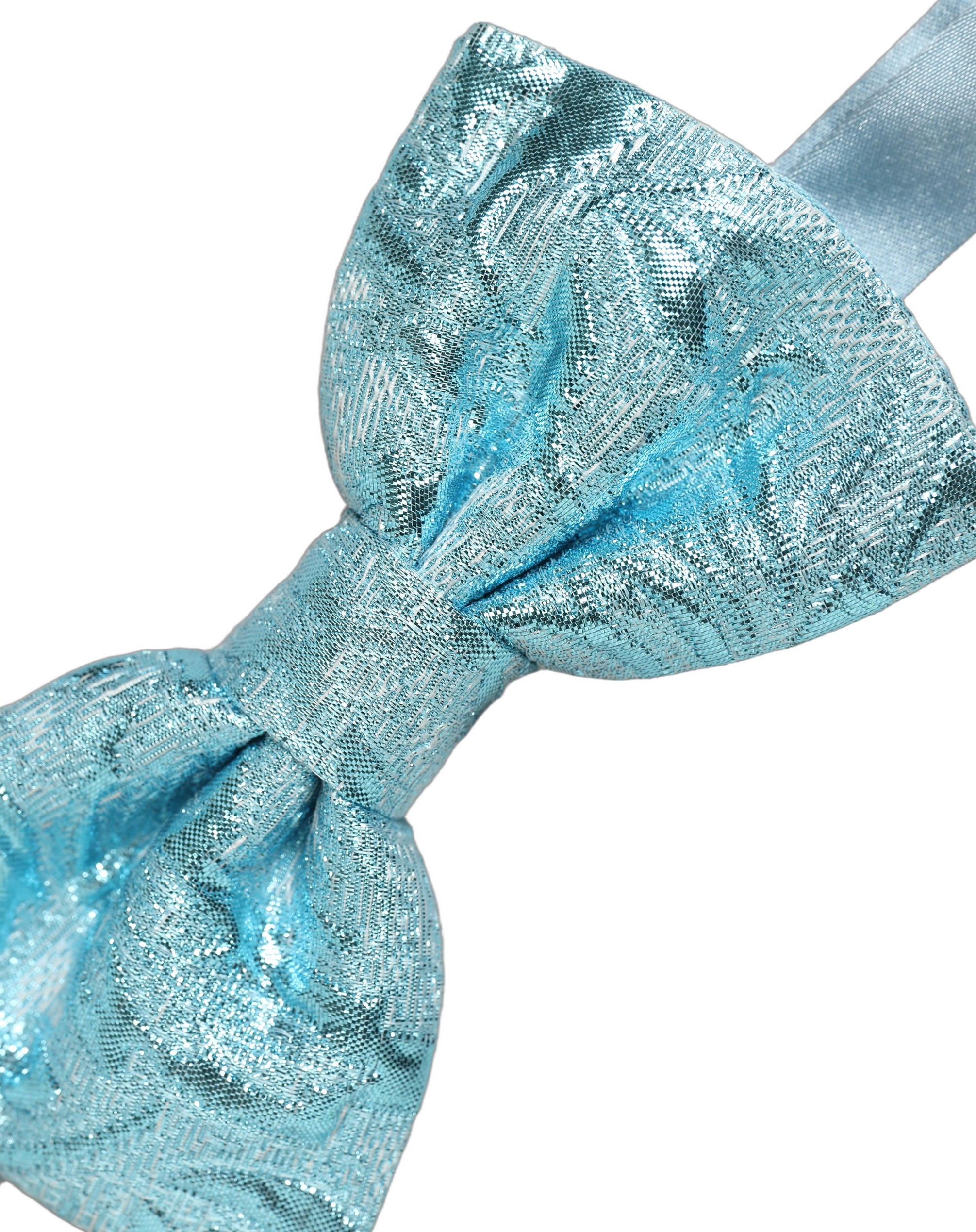Dolce & Gabbana Light Blue Floral Brocade Adjustable Neck Papillon Bow Tie