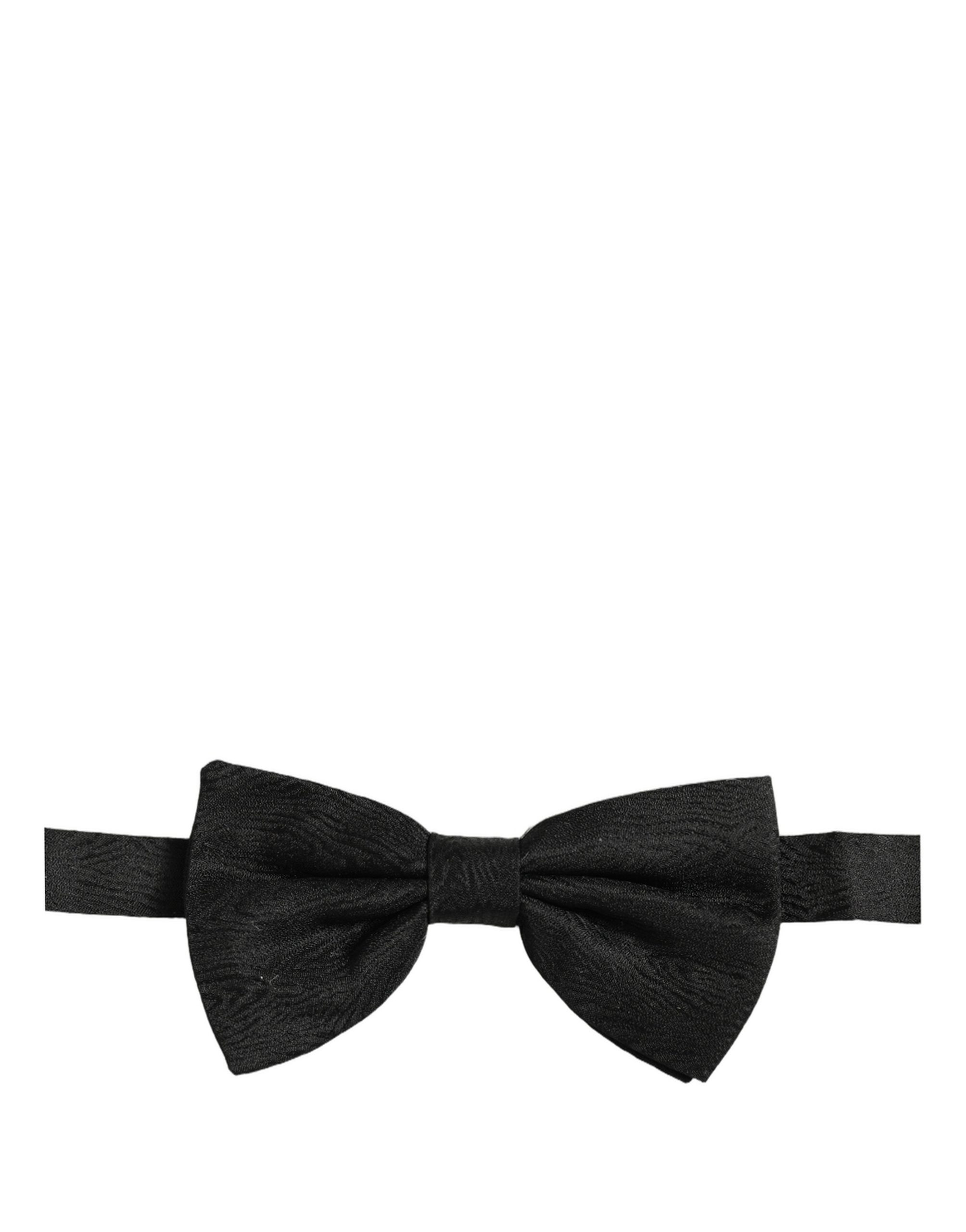 Dolce & Gabbana Men Dark Gray Silk Brocade Adjustable Neck Papillon Bow Tie - Image 2