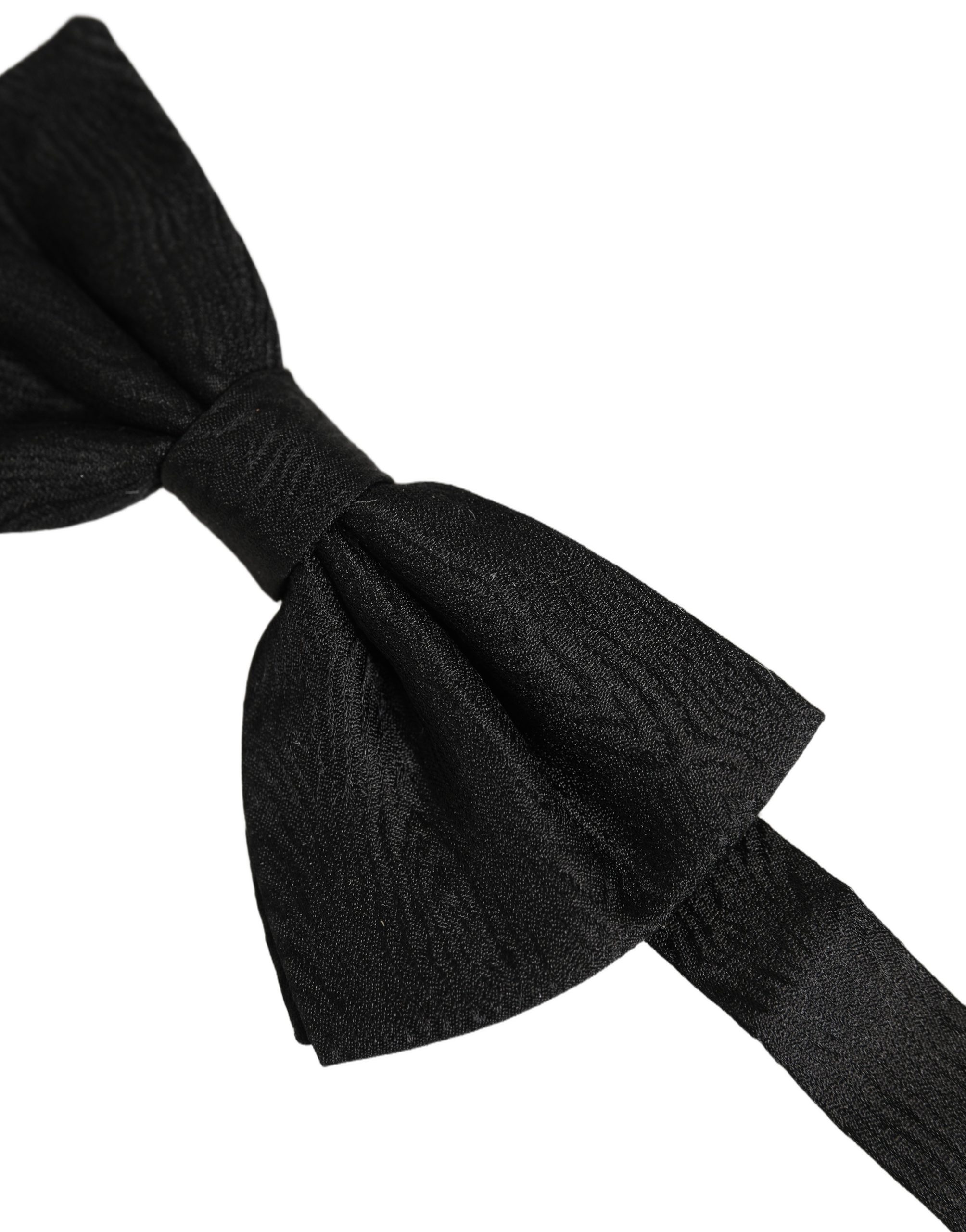 Dolce & Gabbana Men Dark Gray Silk Brocade Adjustable Neck Papillon Bow Tie - Image 4