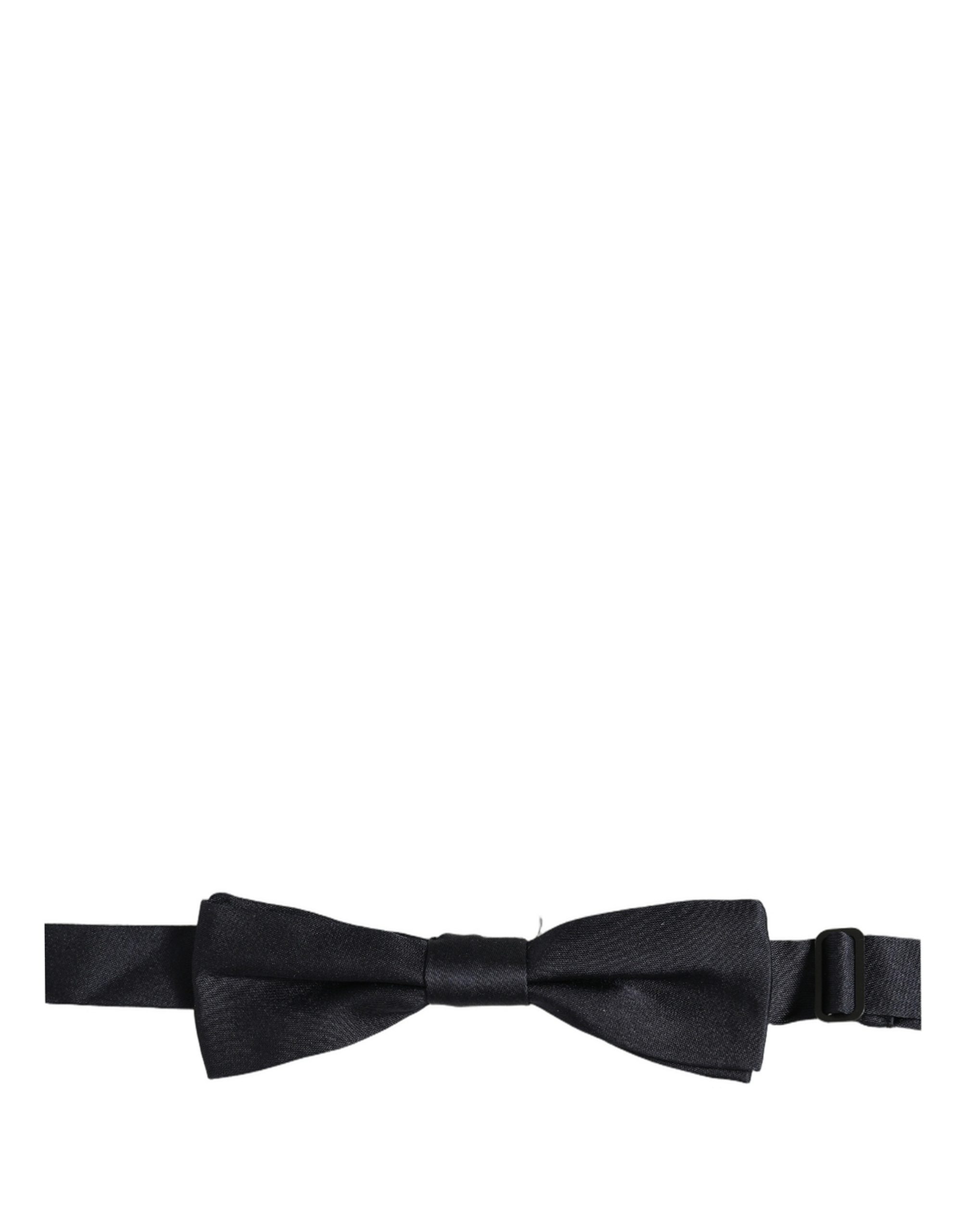 Dolce & Gabbana Men Dark Blue 100% Silk Adjustable Neck Papillon Bow Tie - Image 4