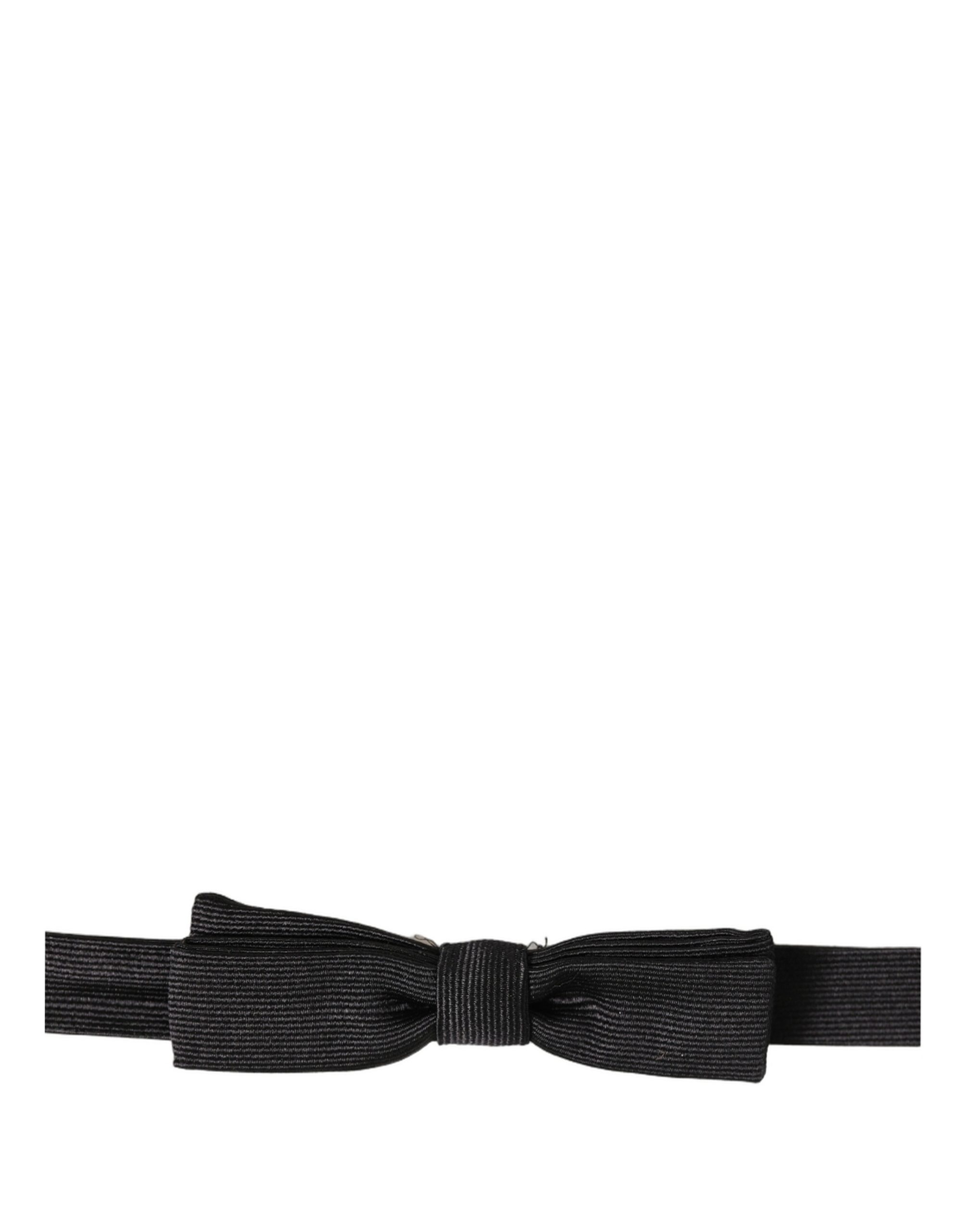 Dolce & Gabbana Men Black 100% SIlk Adjustable Neck Papillon Bow Tie - Image 4
