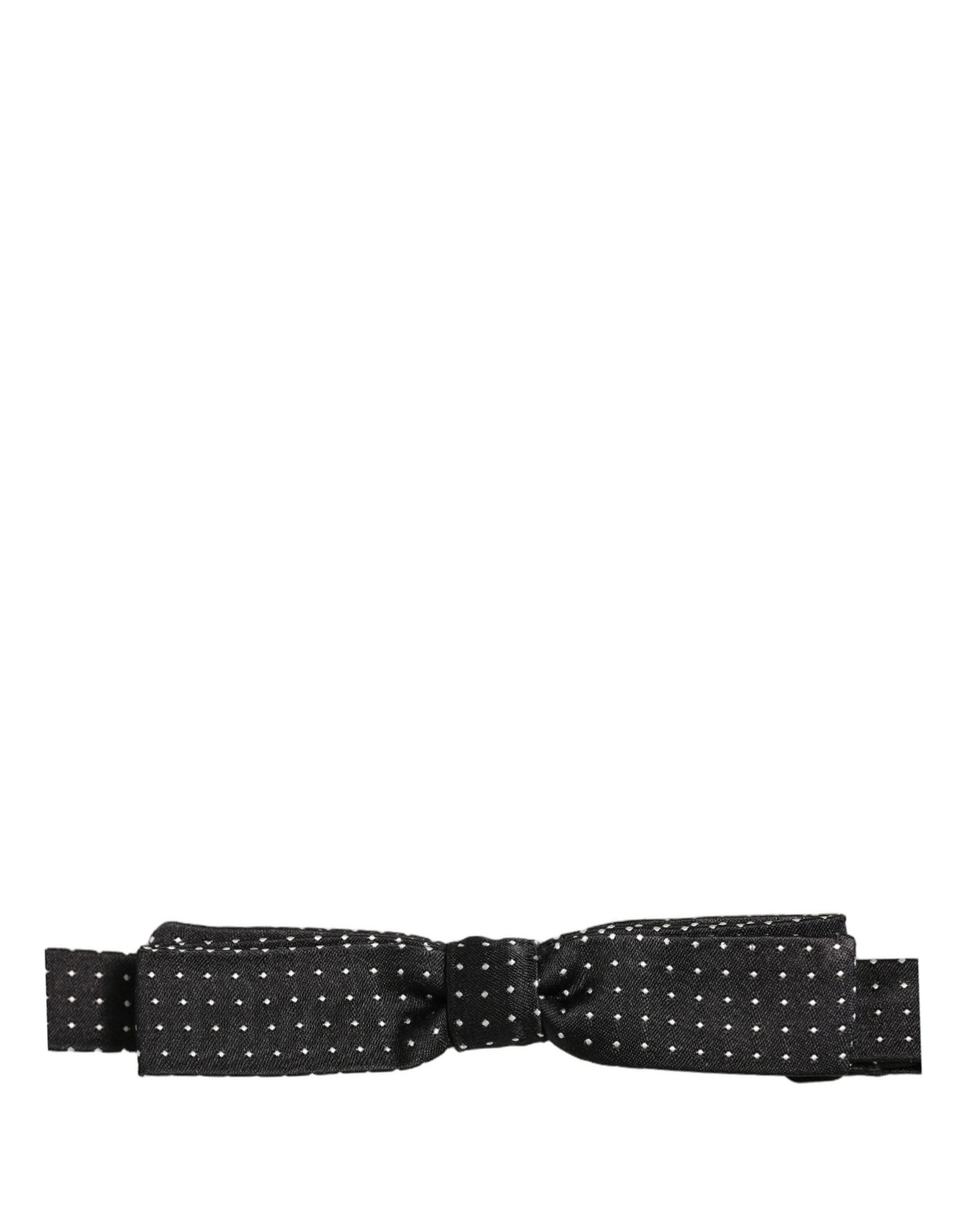Dolce & Gabbana Black White Polka Dot Adjustable Neck Papillon Bow Tie - Image 3