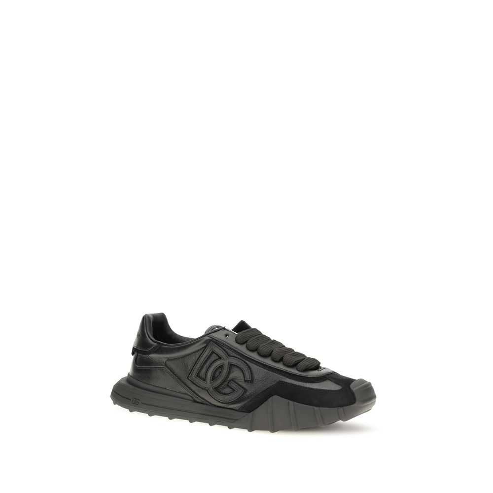 Dolce & Gabbana Black Calf Leather Bos Taurus Athletic Sneakers - Image 2