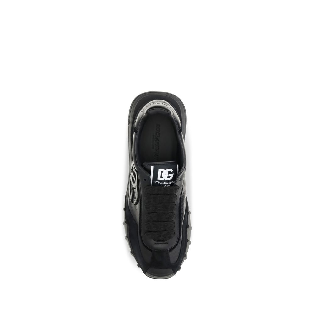 Dolce & Gabbana Black Calf Leather Bos Taurus Athletic Sneakers - Image 4