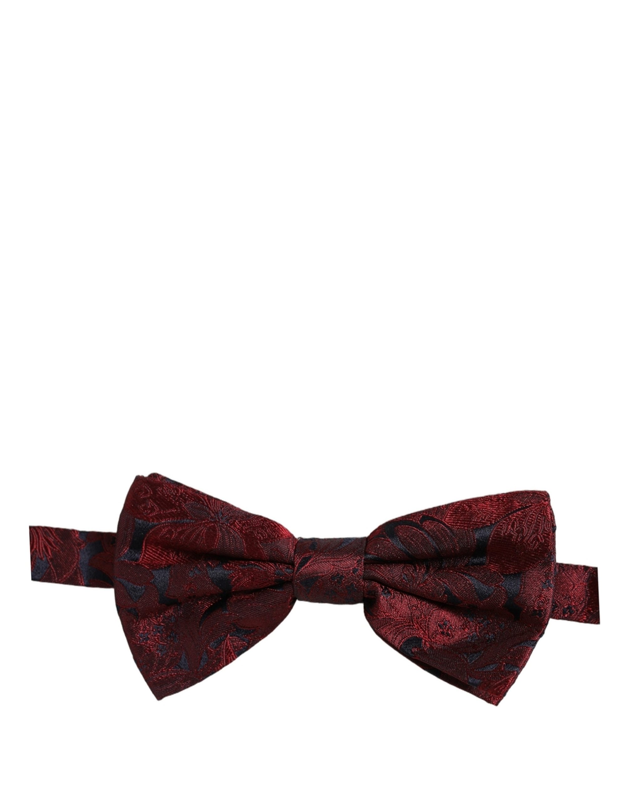 Dolce & Gabbana Men Maroon Paisley SIlk Adjustable Neck Papillon Bow Tie - Image 2