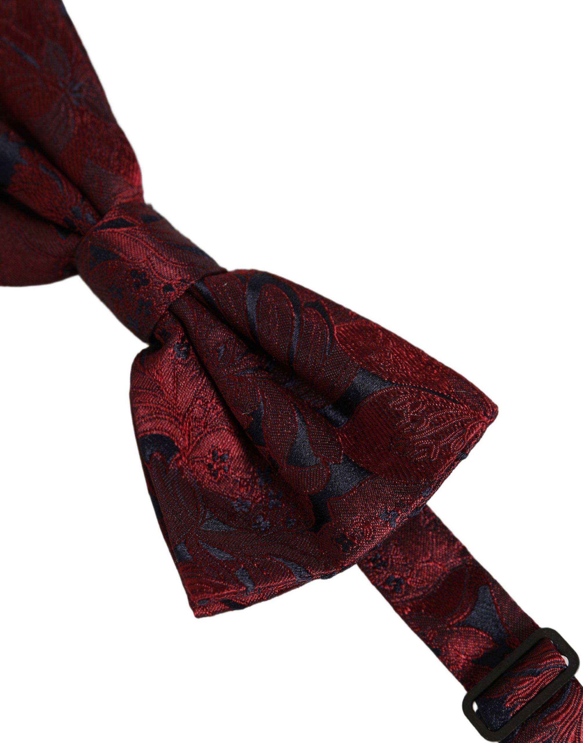 Dolce & Gabbana Men Maroon Paisley SIlk Adjustable Neck Papillon Bow Tie - Image 4