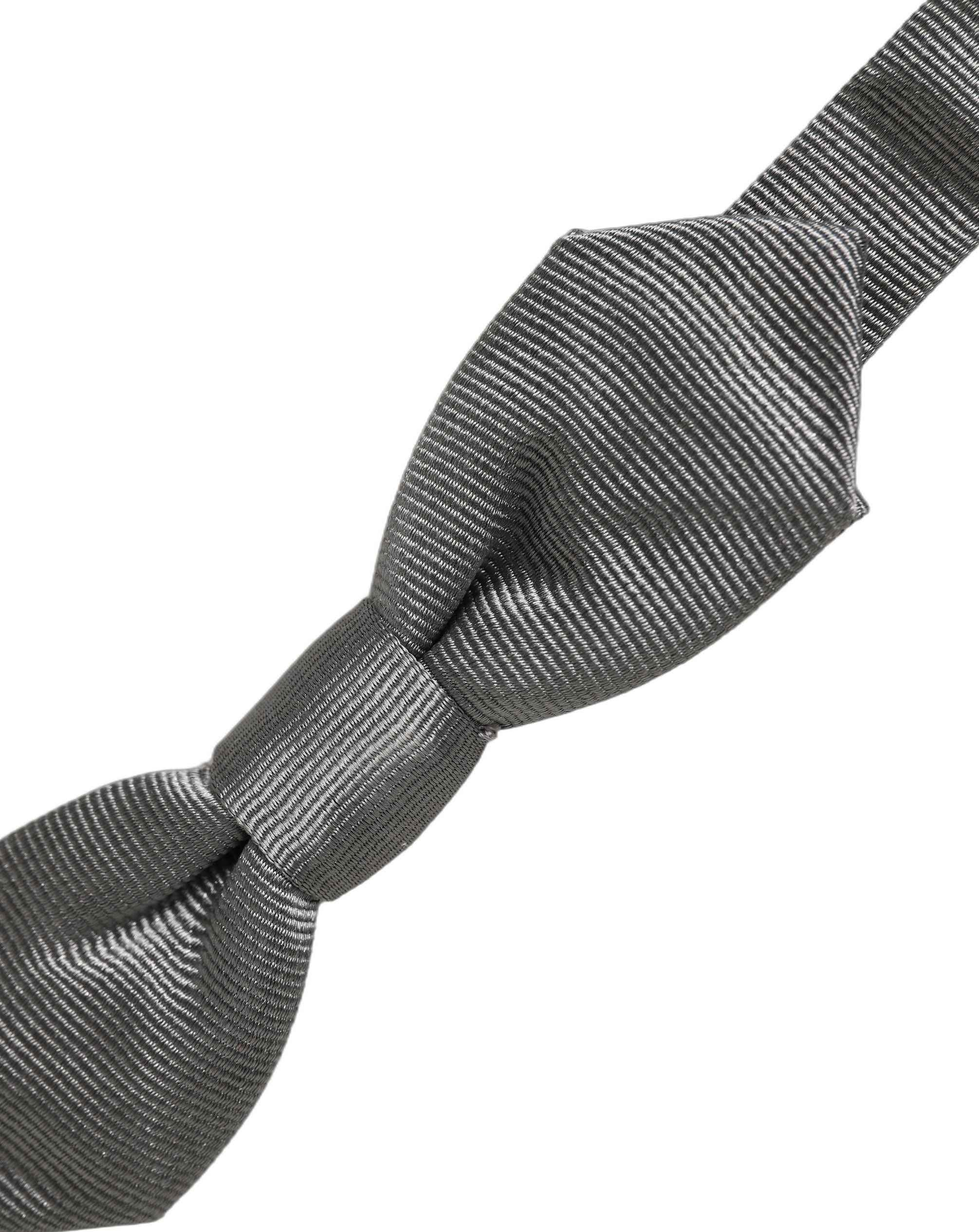 Dolce & Gabbana Men Gray 100% Silk Adjustable Neck Papillon Bow Tie - Image 2