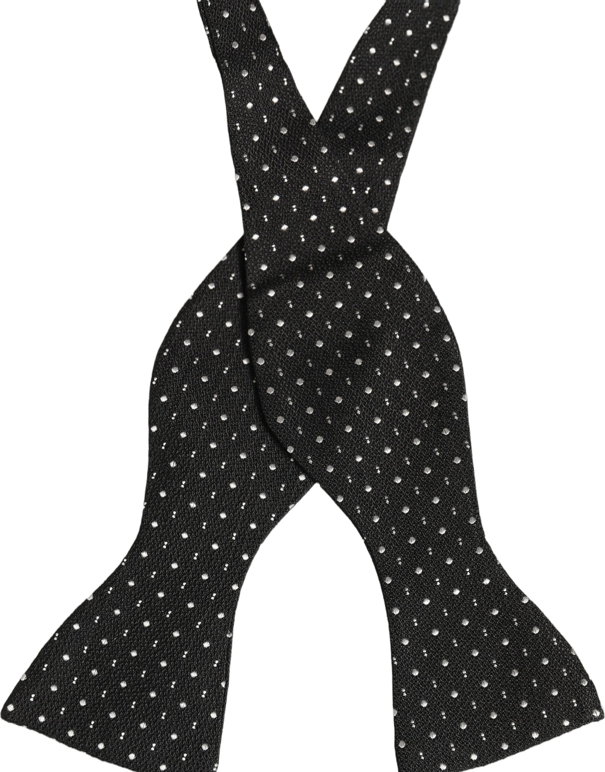 Dolce & Gabbana Black White Polka Dot Adjustable Neck Papillon Bow Tie - Image 4