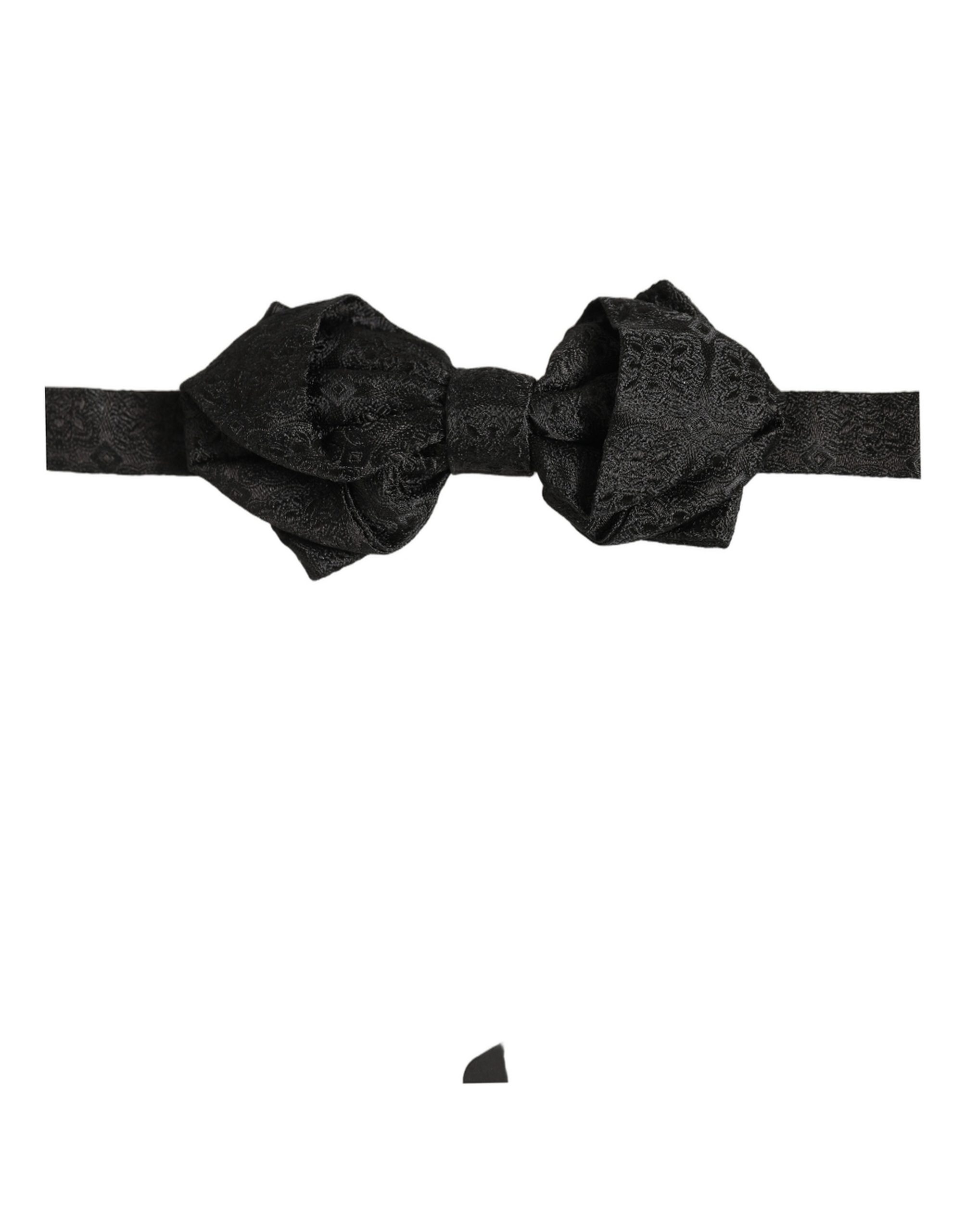 Dolce & Gabbana Men Black Paisley Silk Adjustable Neck Papillon Bow Tie - Image 3