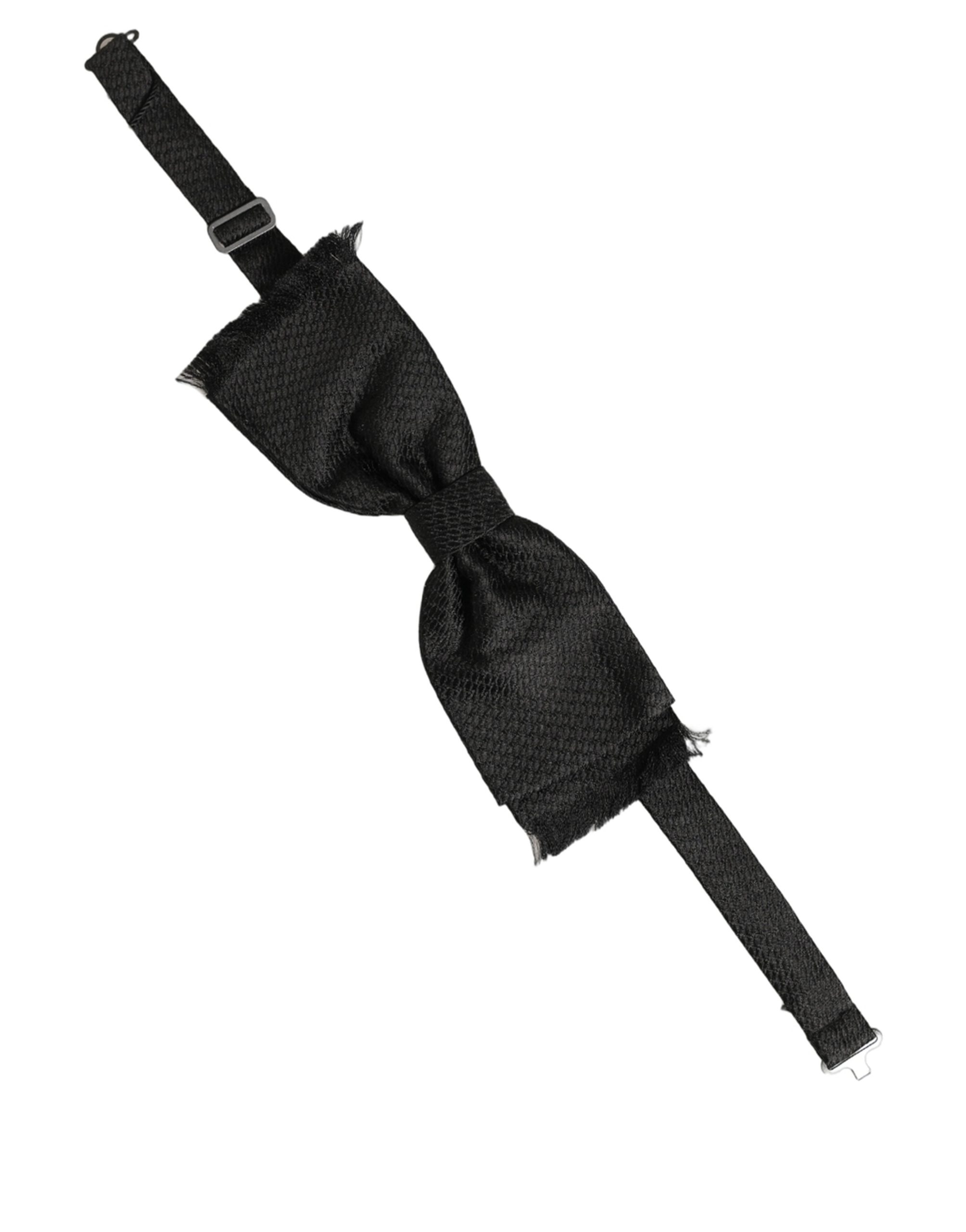 Dolce & Gabbana Men Dark Gray 100% SIlk Adjustable Neck Papillon Bow Tie - Image 2