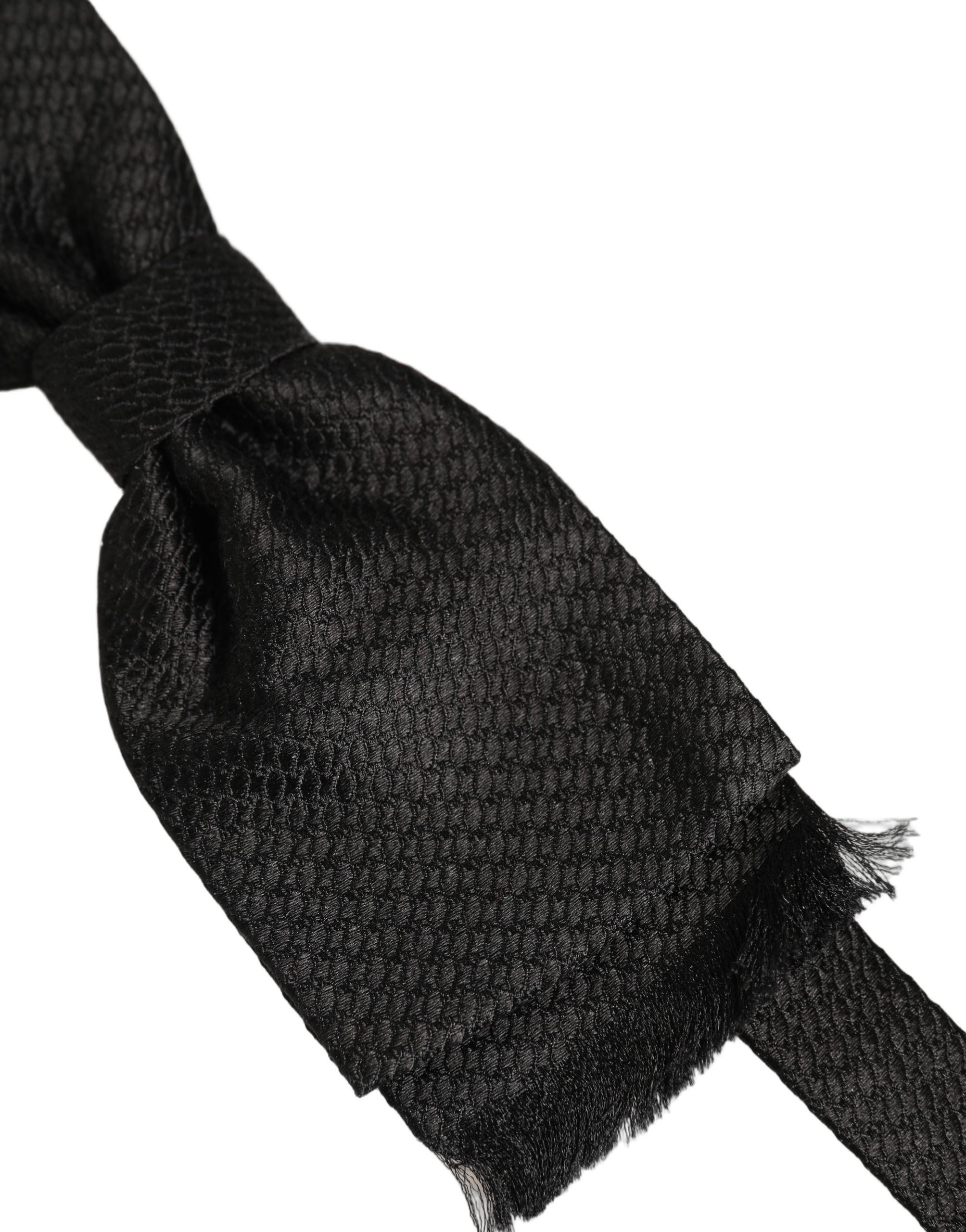 Dolce & Gabbana Men Dark Gray 100% SIlk Adjustable Neck Papillon Bow Tie - Image 3