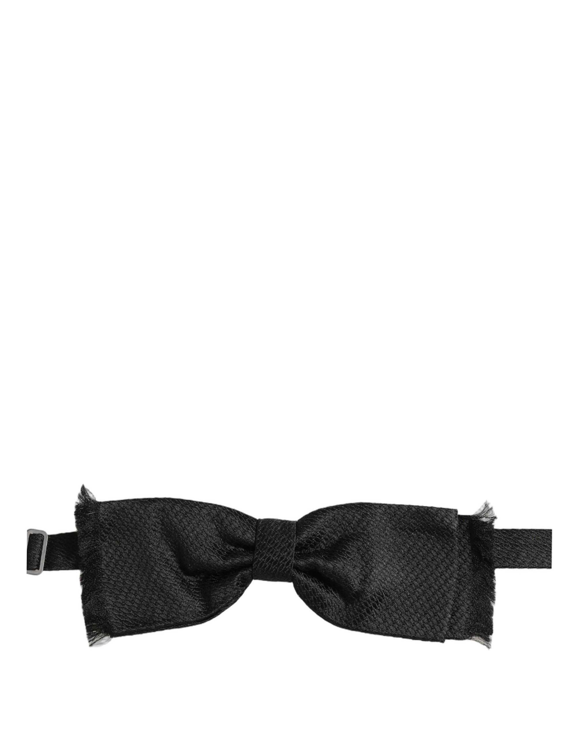 Dolce & Gabbana Men Dark Gray 100% SIlk Adjustable Neck Papillon Bow Tie - Image 5
