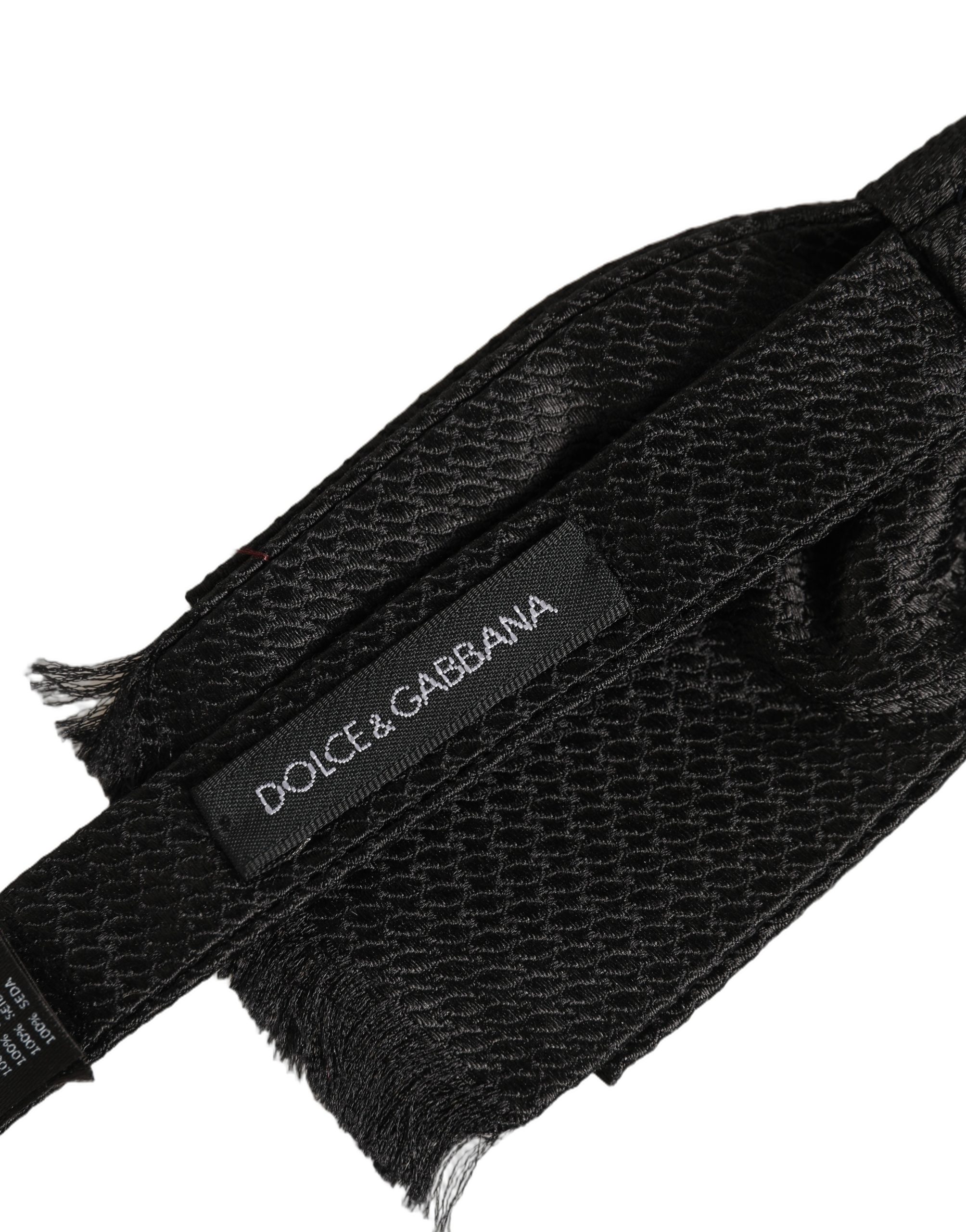 Dolce & Gabbana Men Dark Gray 100% SIlk Adjustable Neck Papillon Bow Tie - Image 6