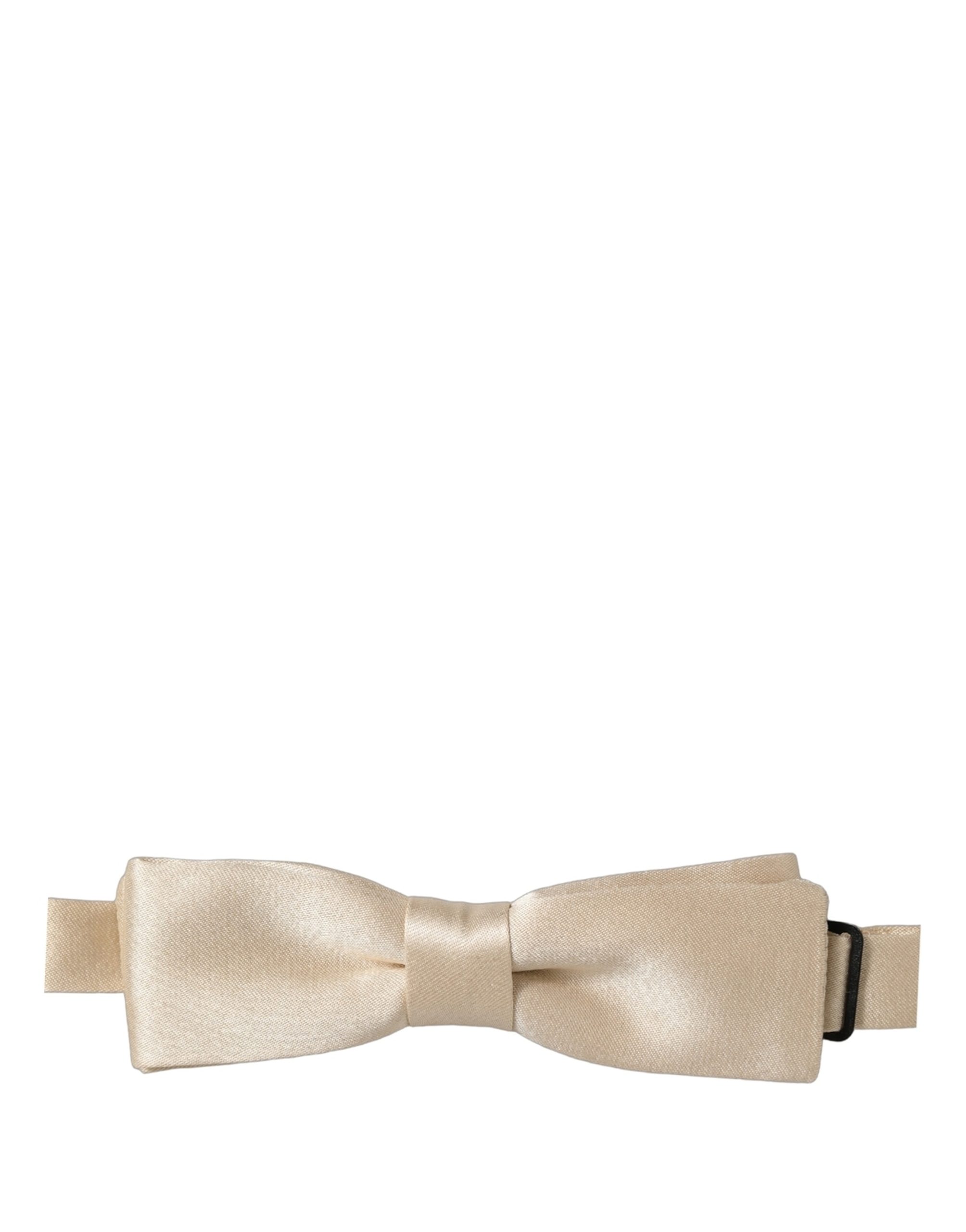 Dolce & Gabbana Men Beige 100% Silk Adjustable Neck Papillon Bow Tie - Image 2