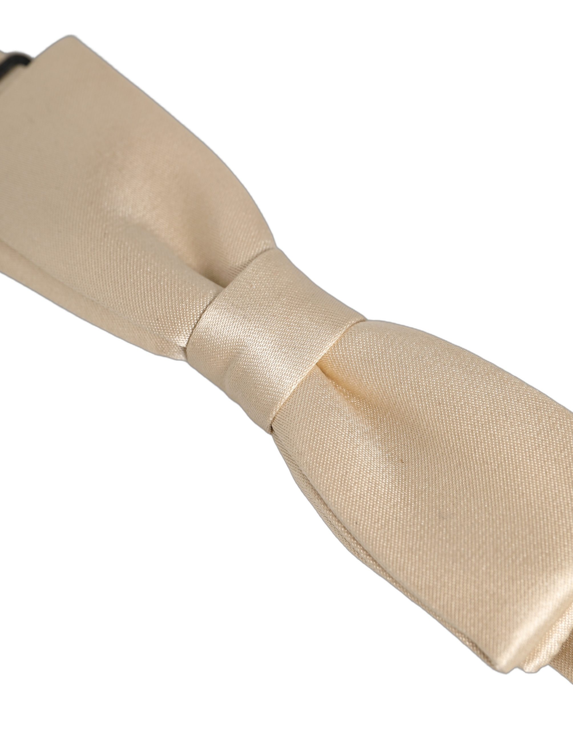 Dolce & Gabbana Men Beige 100% Silk Adjustable Neck Papillon Bow Tie - Image 5