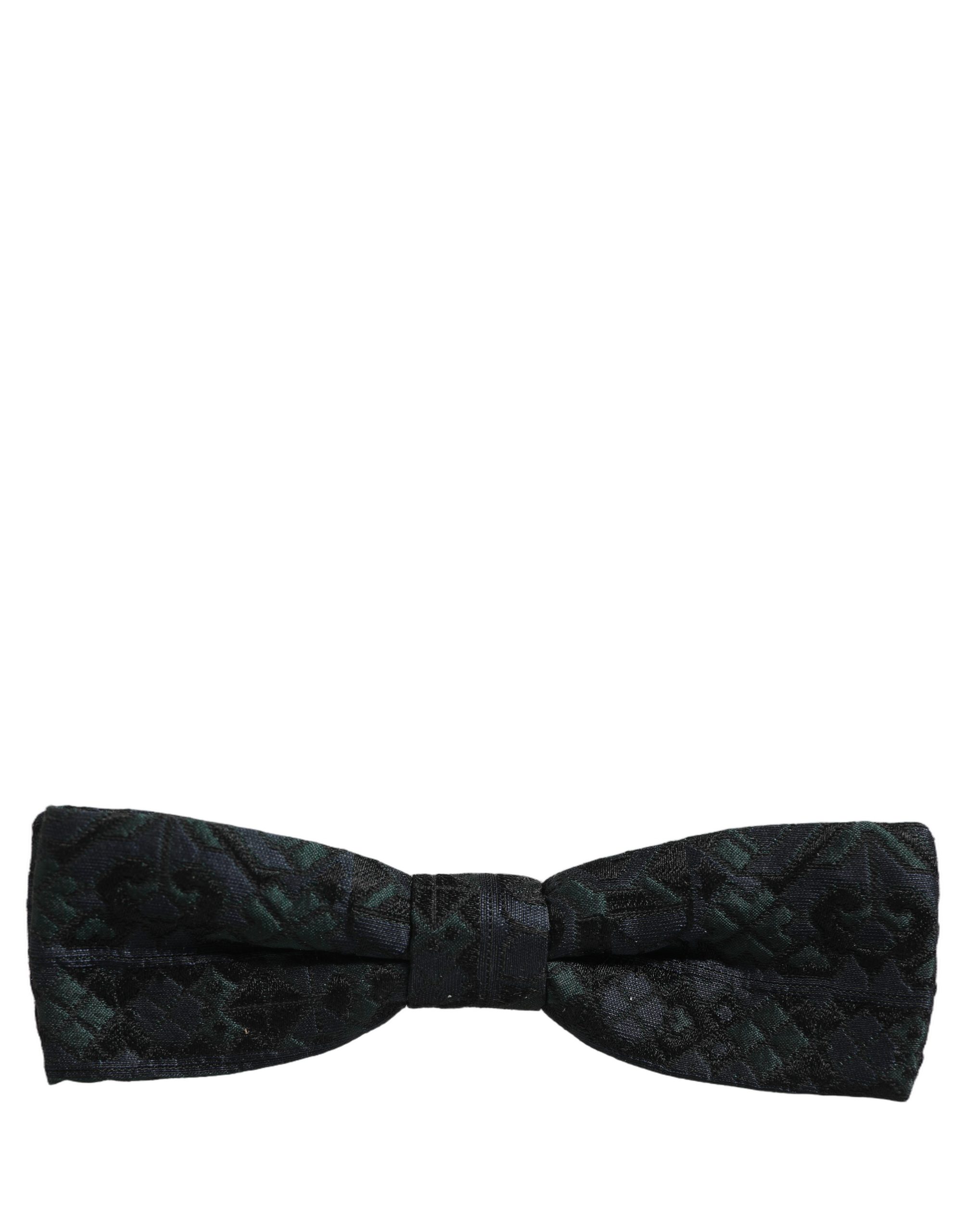 Dolce & Gabbana Men Black Green Paisley Adjustable Neck Papillon Bow Tie