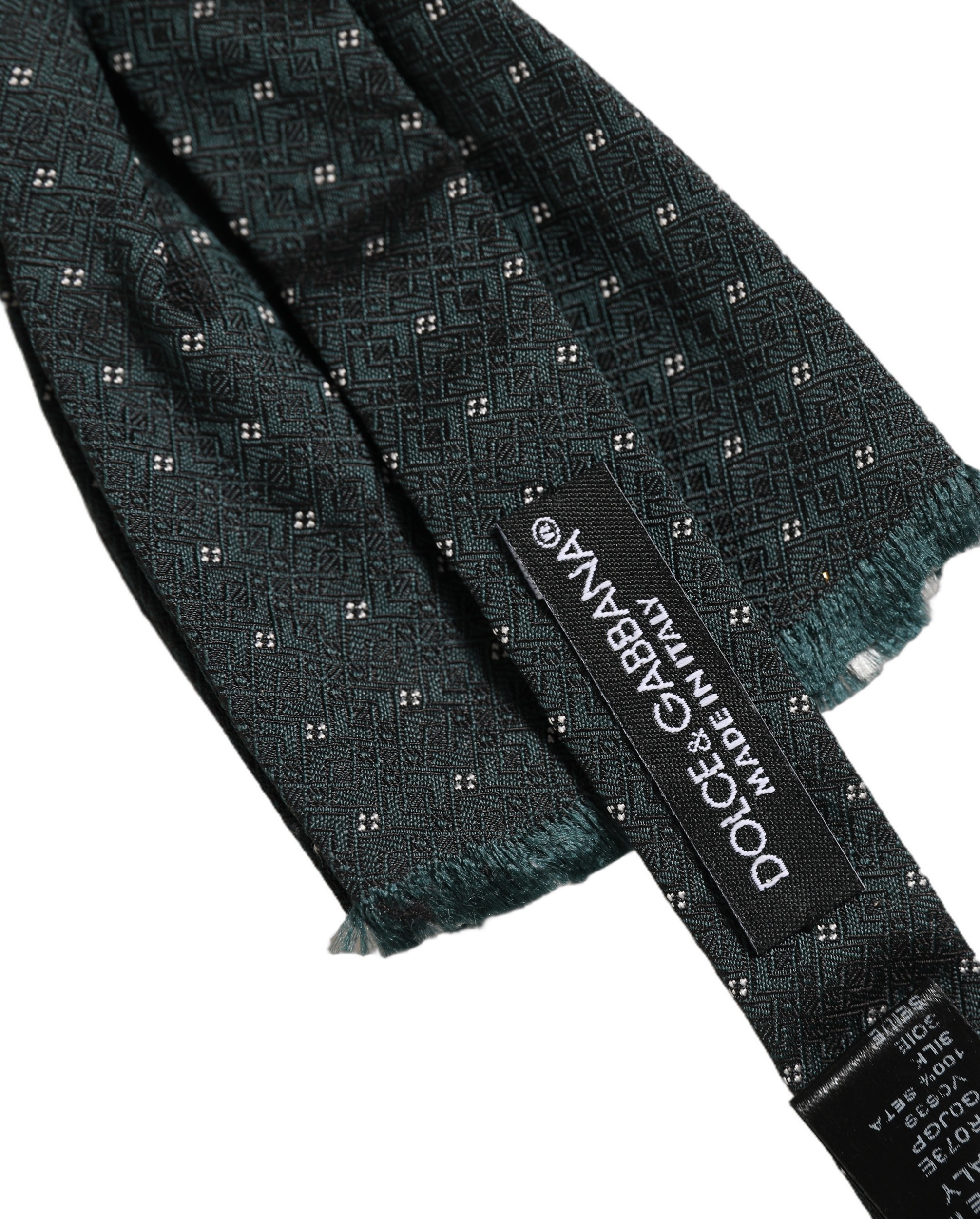 Dolce & Gabbana Men Green Patterned Adjustable Neck Papillon Bow Tie - Image 6