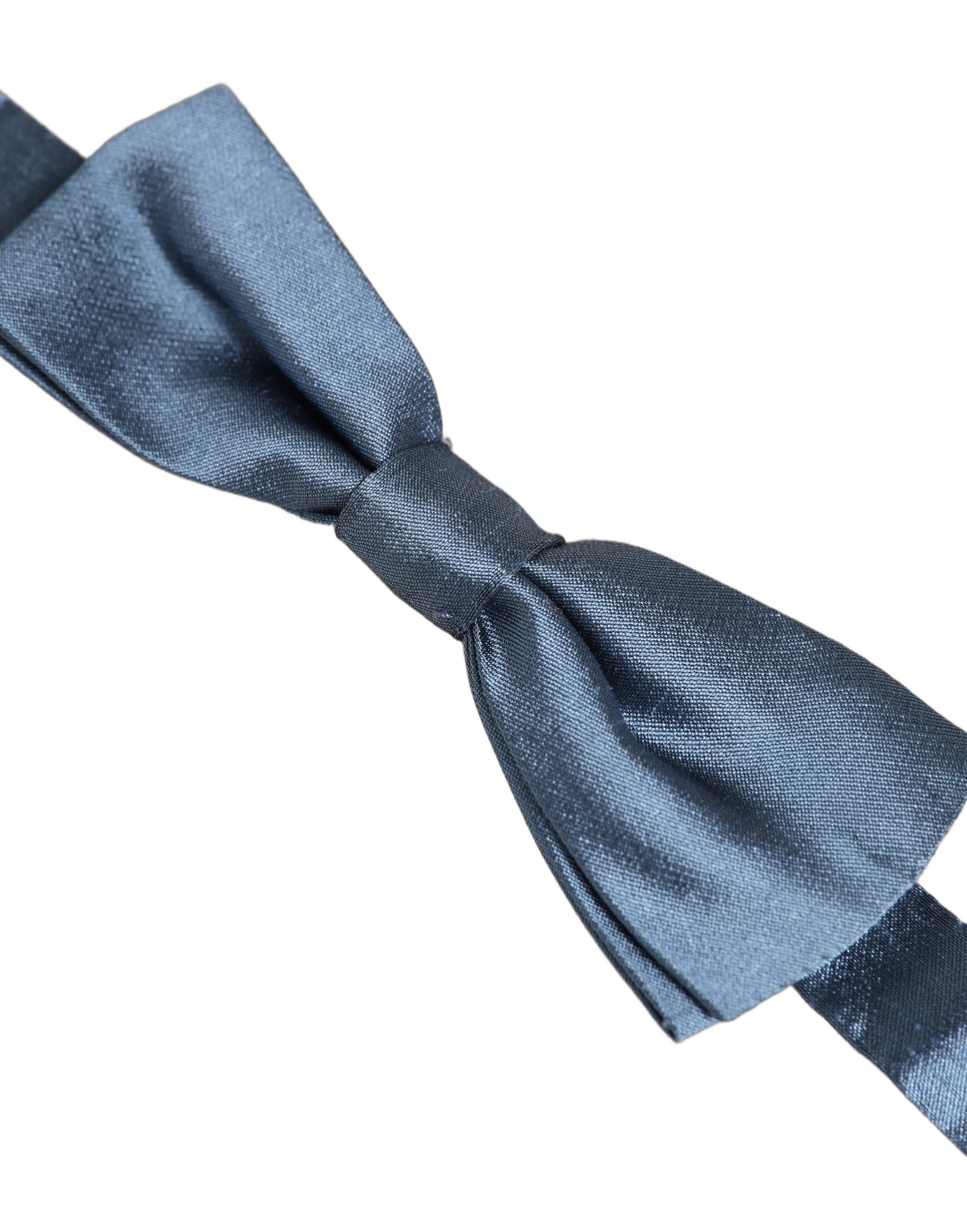 Dolce & Gabbana Men Light Blue Silk Adjustable Neck Papillon Bow Tie - Image 3