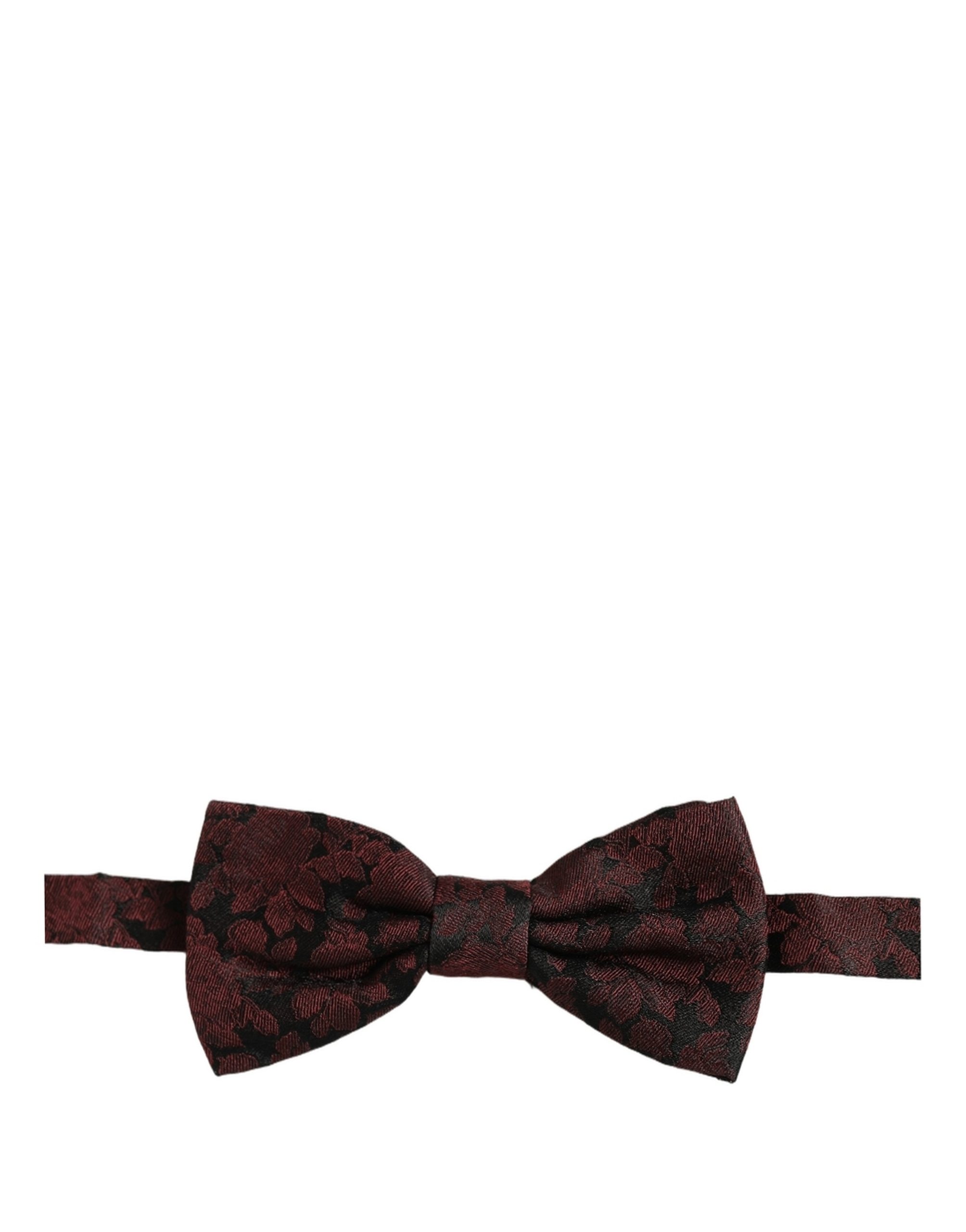 Dolce & Gabbana Men Maroon Floral Silk Adjustable Neck Bow Tie - Image 4