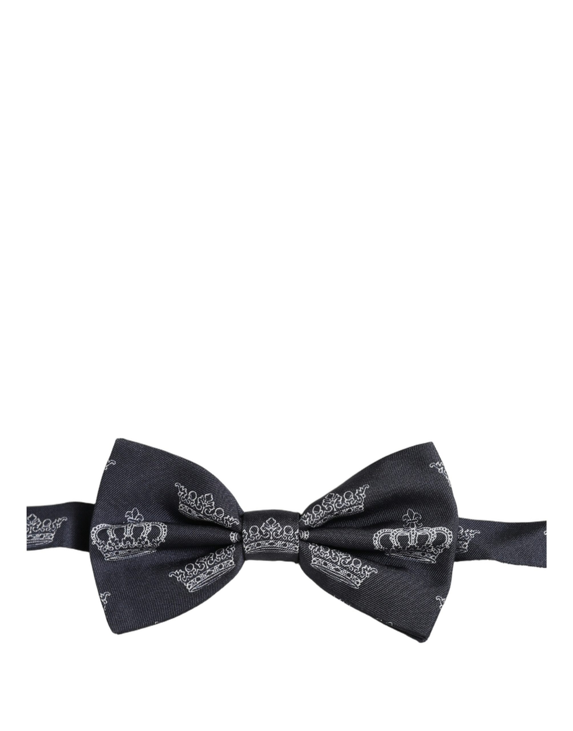 Dolce & Gabbana Men Black Crown Silk Adjustable Neck Papillon Bow Tie - Image 5