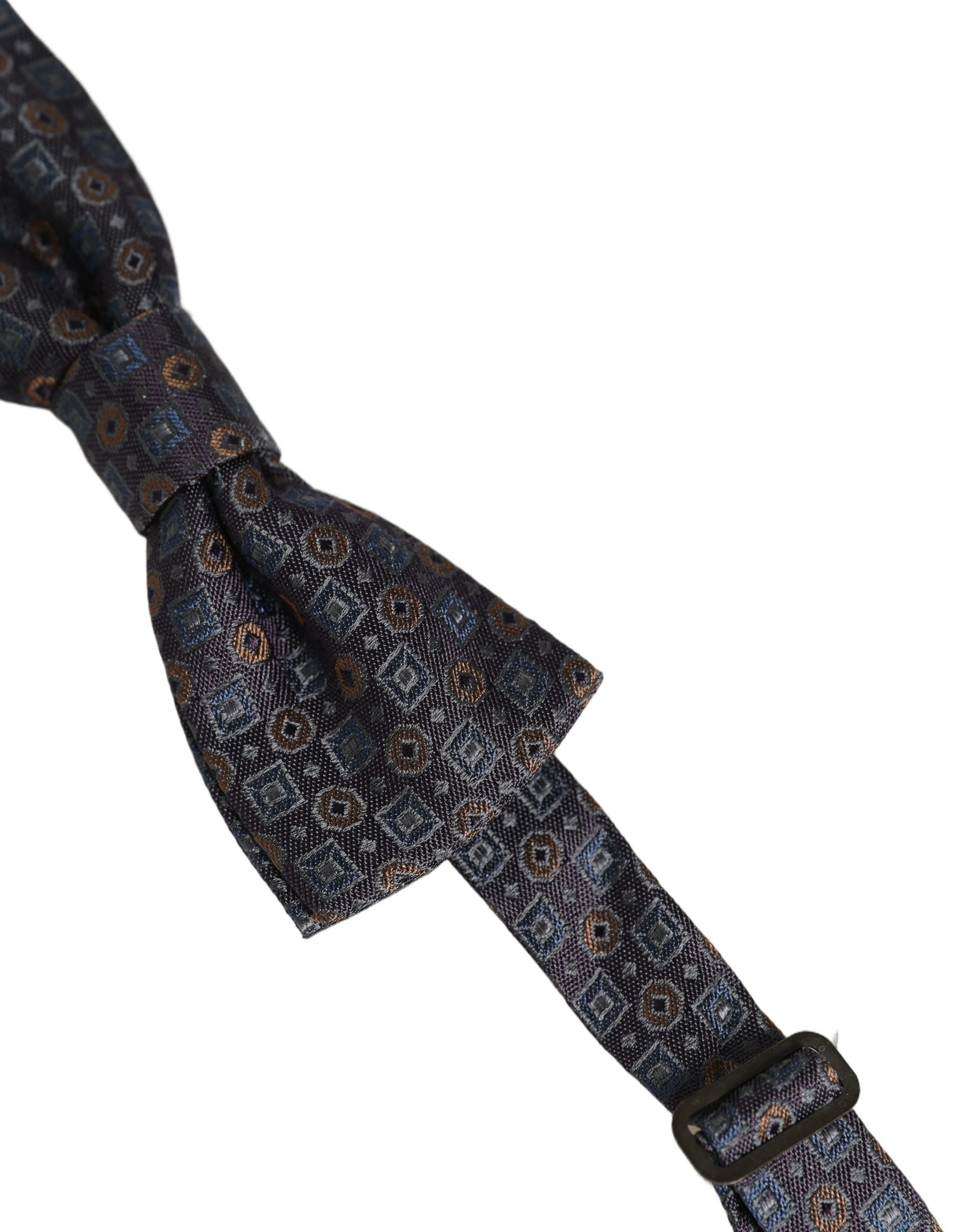 Dolce & Gabbana Men Dark Gray Geometric Adjustable Neck Bow Tie - Image 2