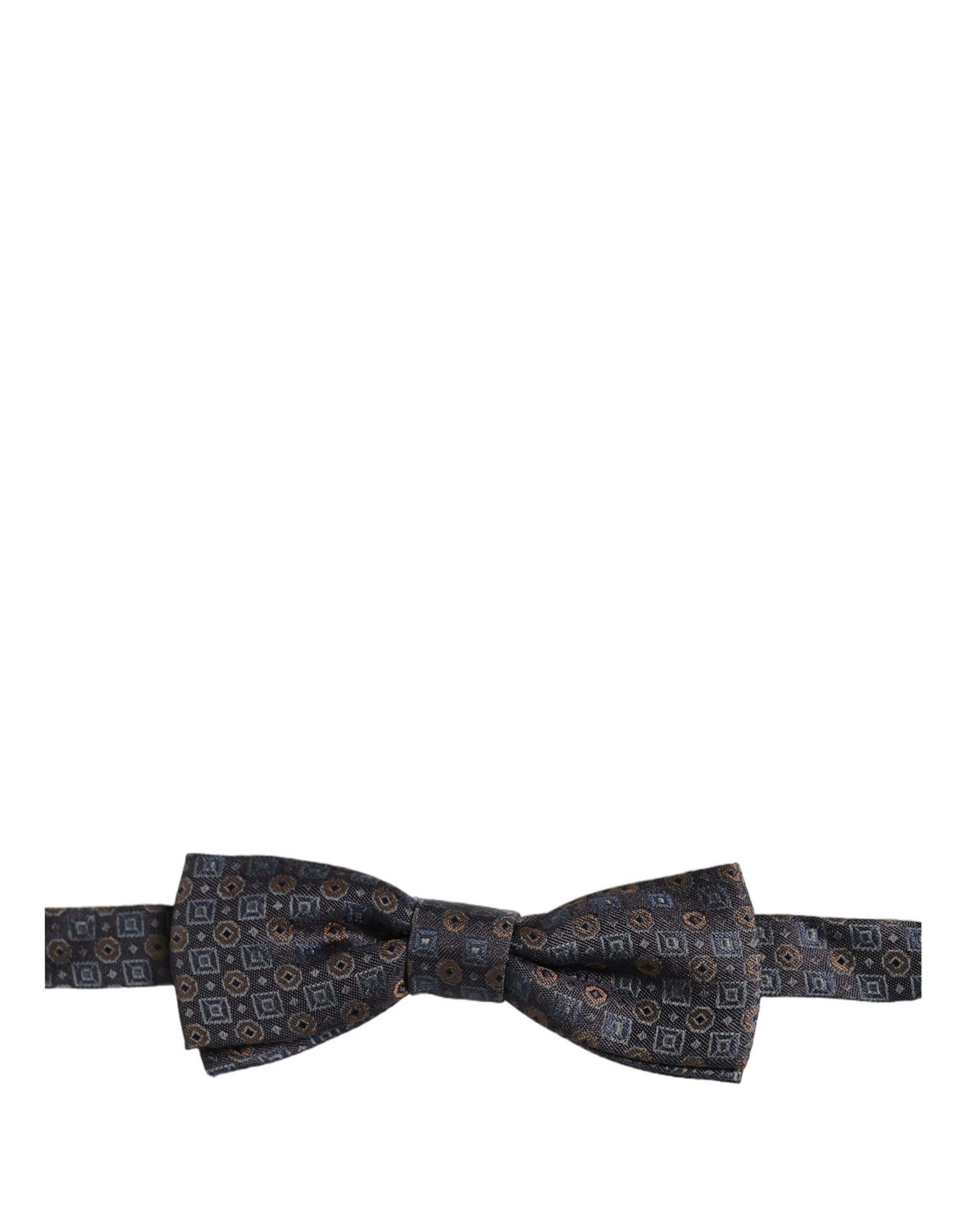 Dolce & Gabbana Men Dark Gray Geometric Adjustable Neck Bow Tie - Image 3