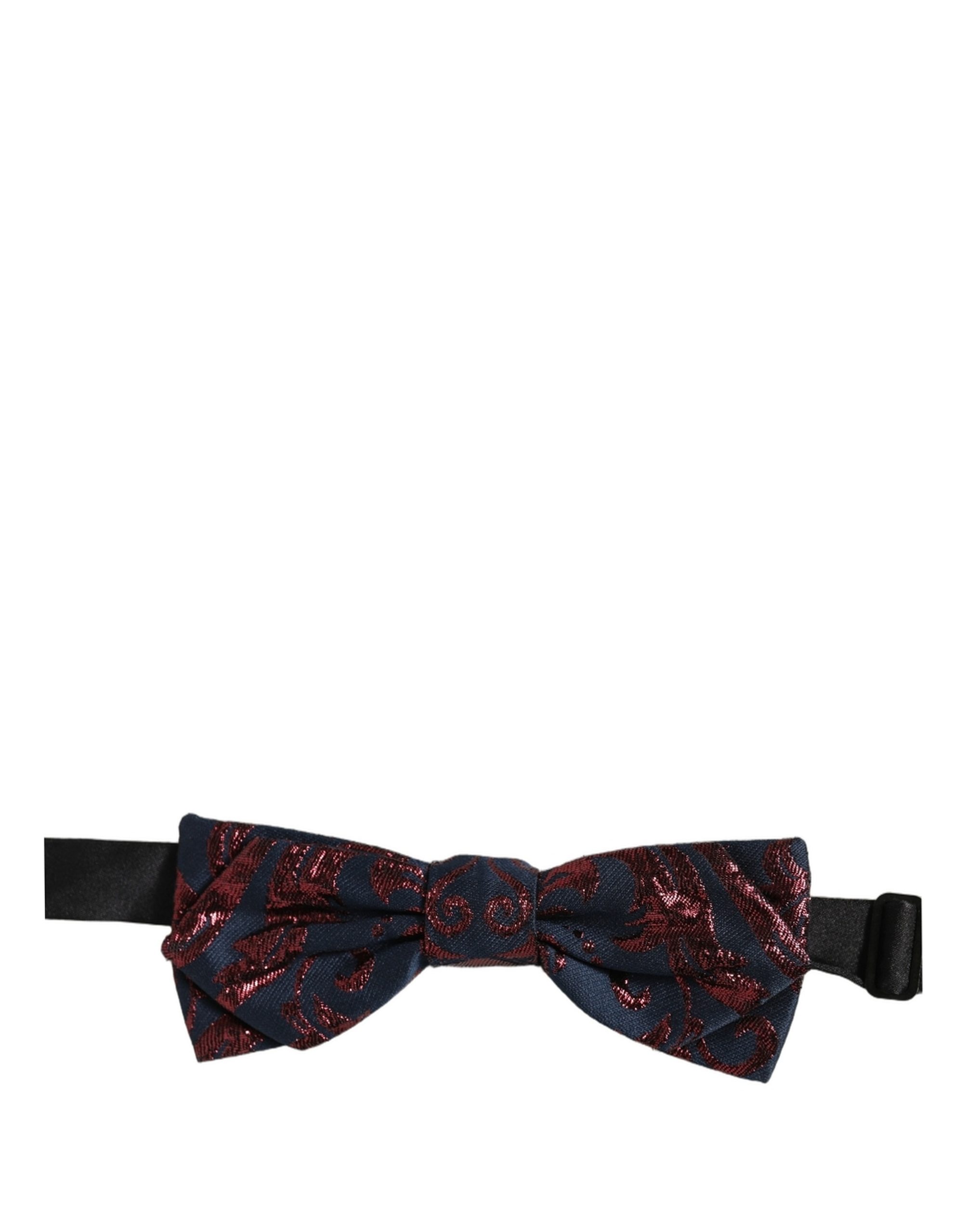 Dolce & Gabbana Men Blue Red Paisley Adjustable Neck Papillon Bow Tie - Image 2