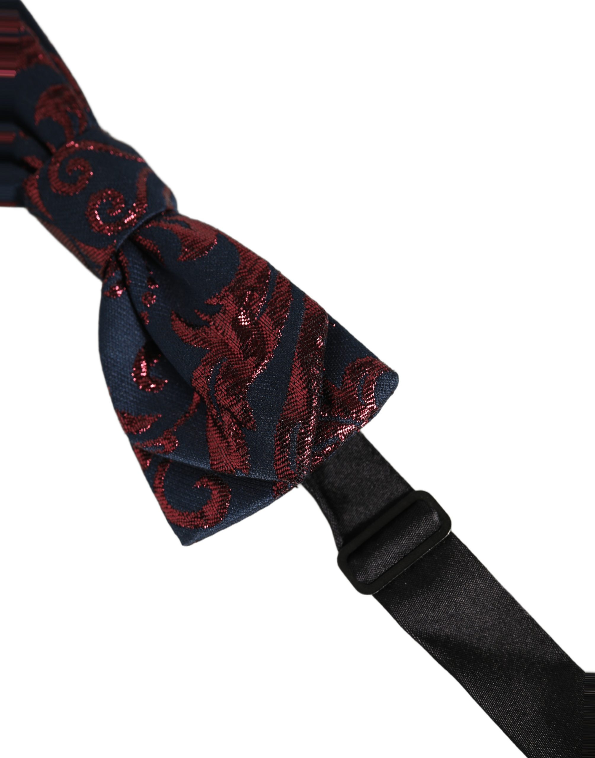 Dolce & Gabbana Men Blue Red Paisley Adjustable Neck Papillon Bow Tie - Image 4