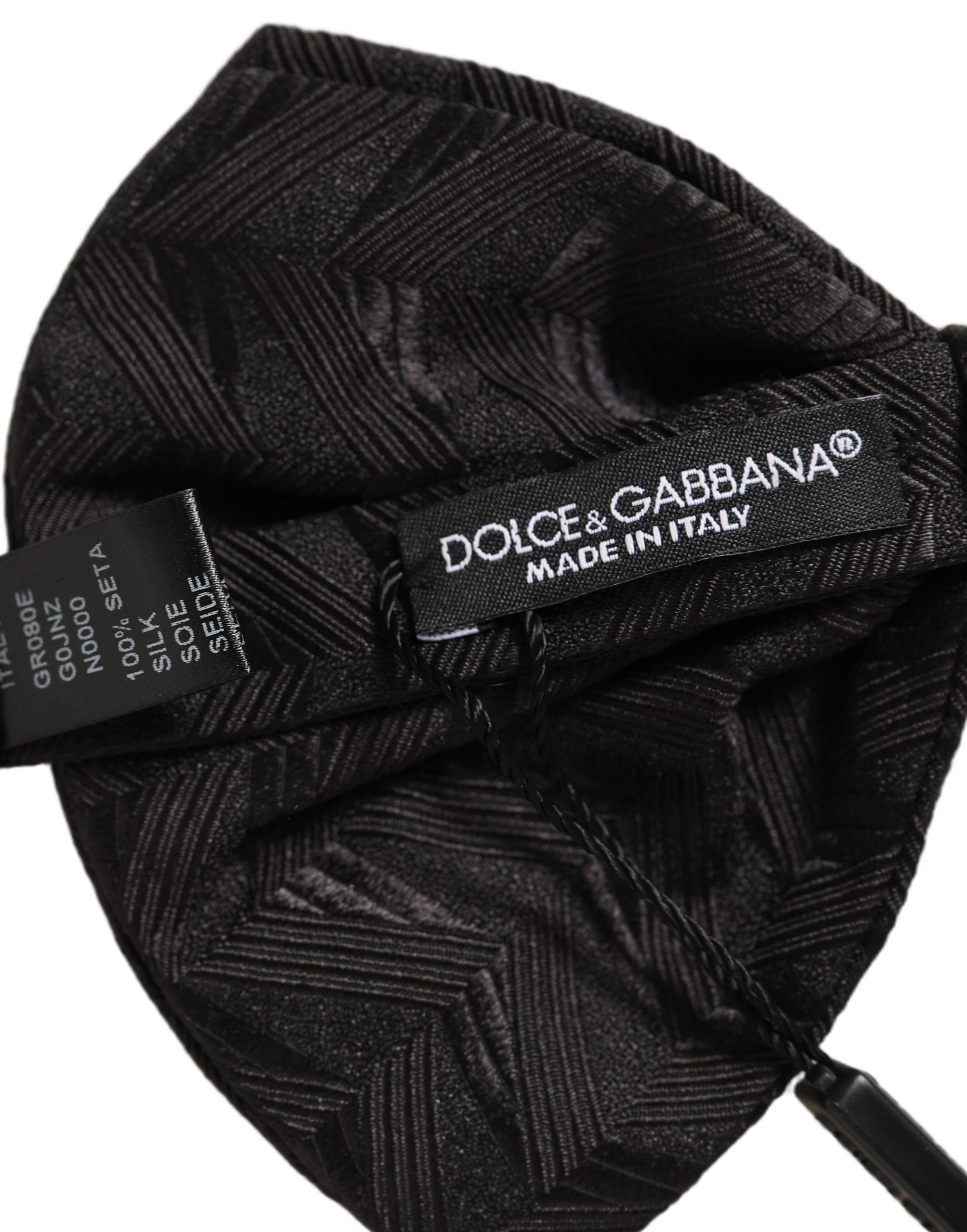 Dolce & Gabbana Men Black Patterned Adjustable Neck Papillon Bow Tie