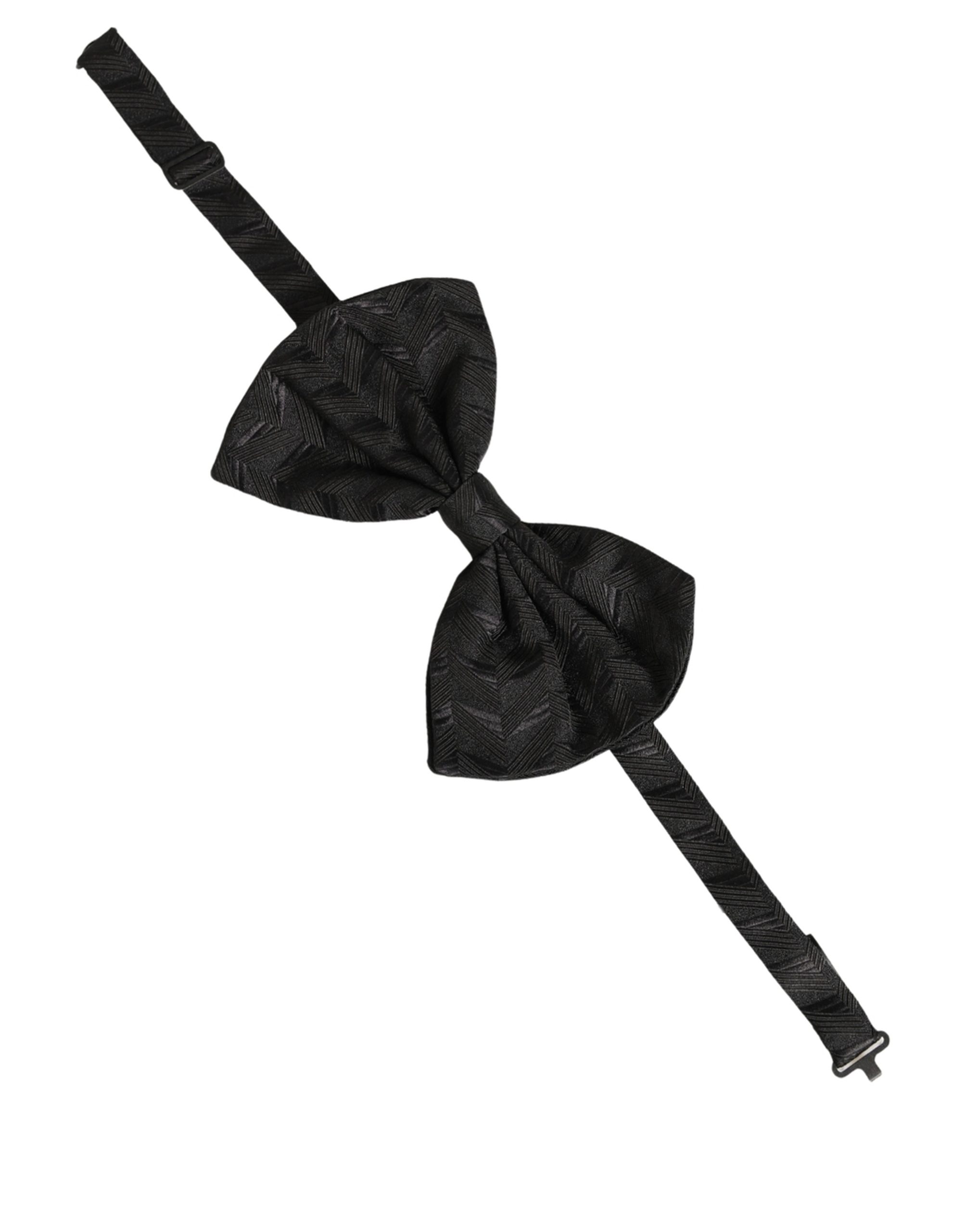 Dolce & Gabbana Men Black Patterned Adjustable Neck Papillon Bow Tie - Image 2