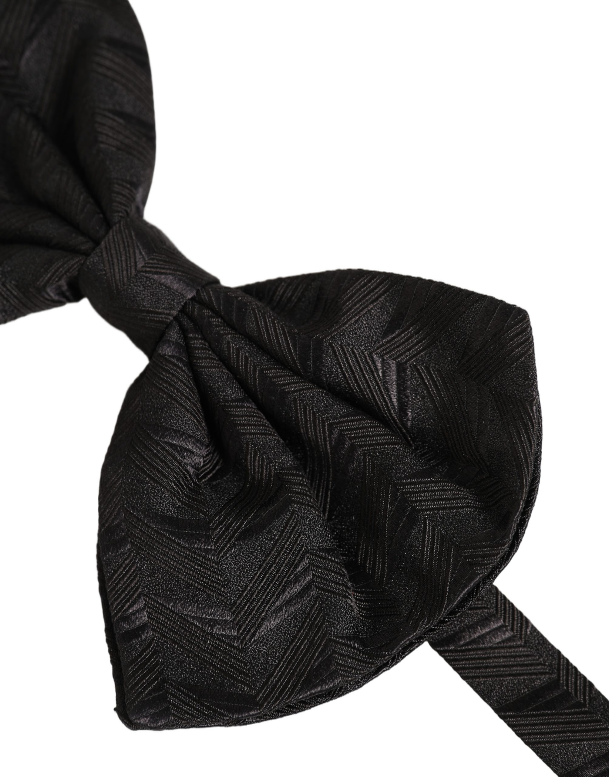 Dolce & Gabbana Men Black Patterned Adjustable Neck Papillon Bow Tie - Image 3