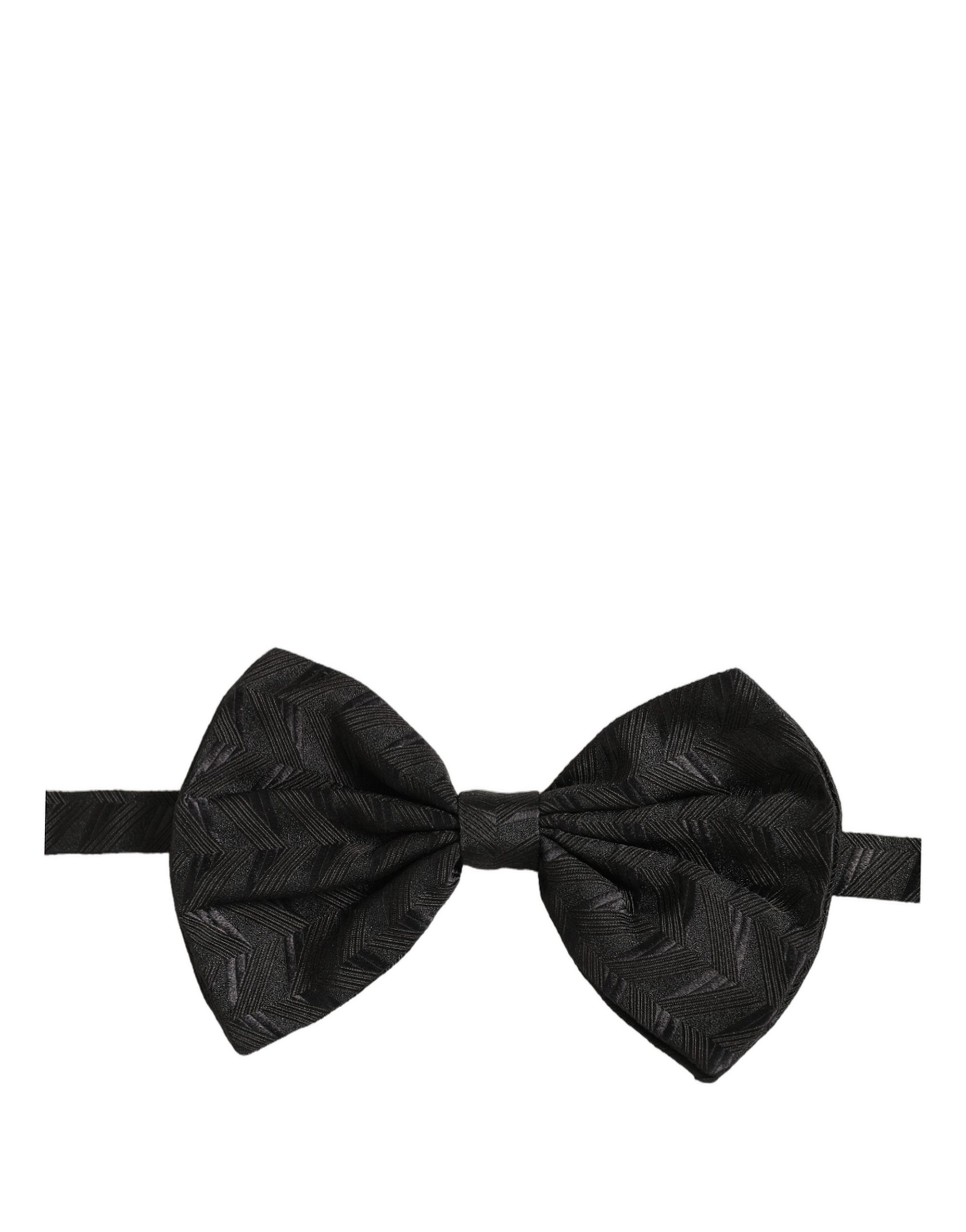 Dolce & Gabbana Men Black Patterned Adjustable Neck Papillon Bow Tie - Image 4