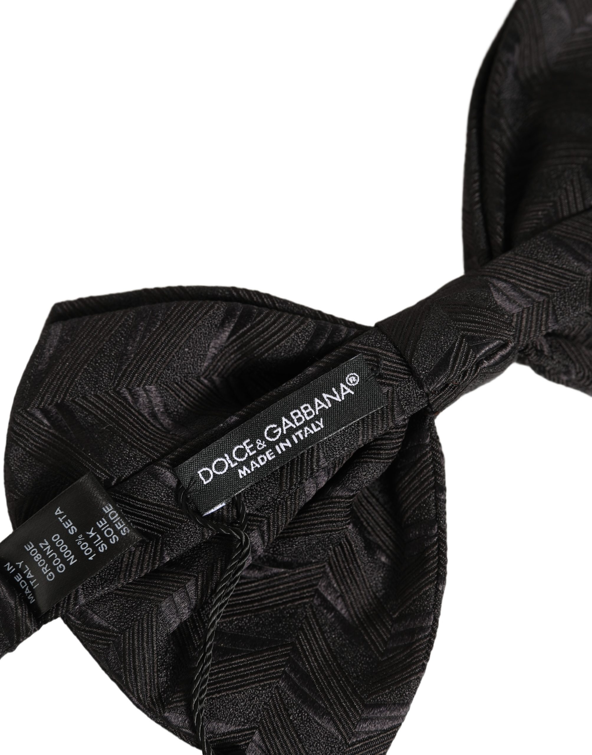 Dolce & Gabbana Men Black Patterned Adjustable Neck Papillon Bow Tie - Image 6