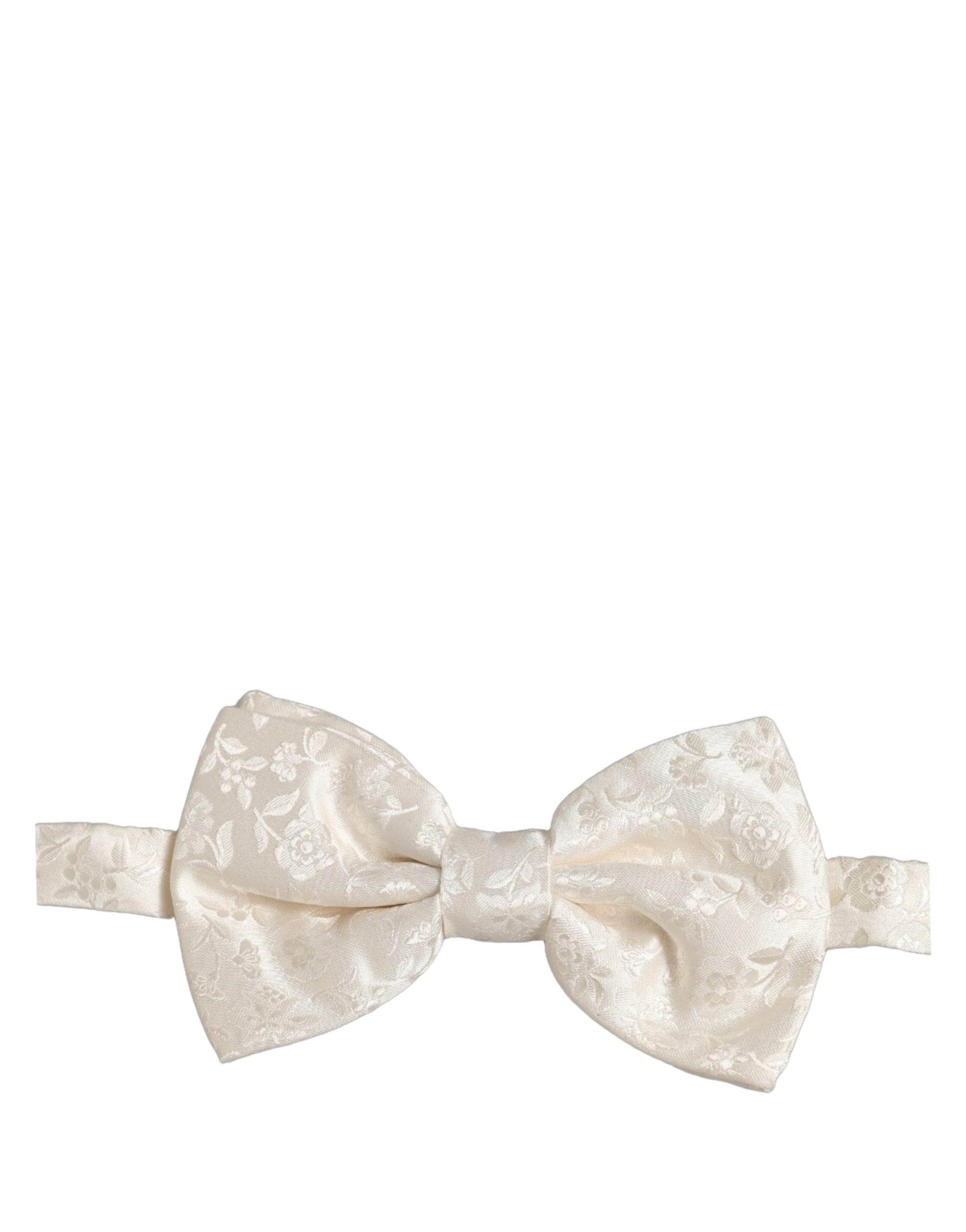 Dolce & Gabbana Men White Floral Silk Adjustable Neck Papillon BowTie - Image 2