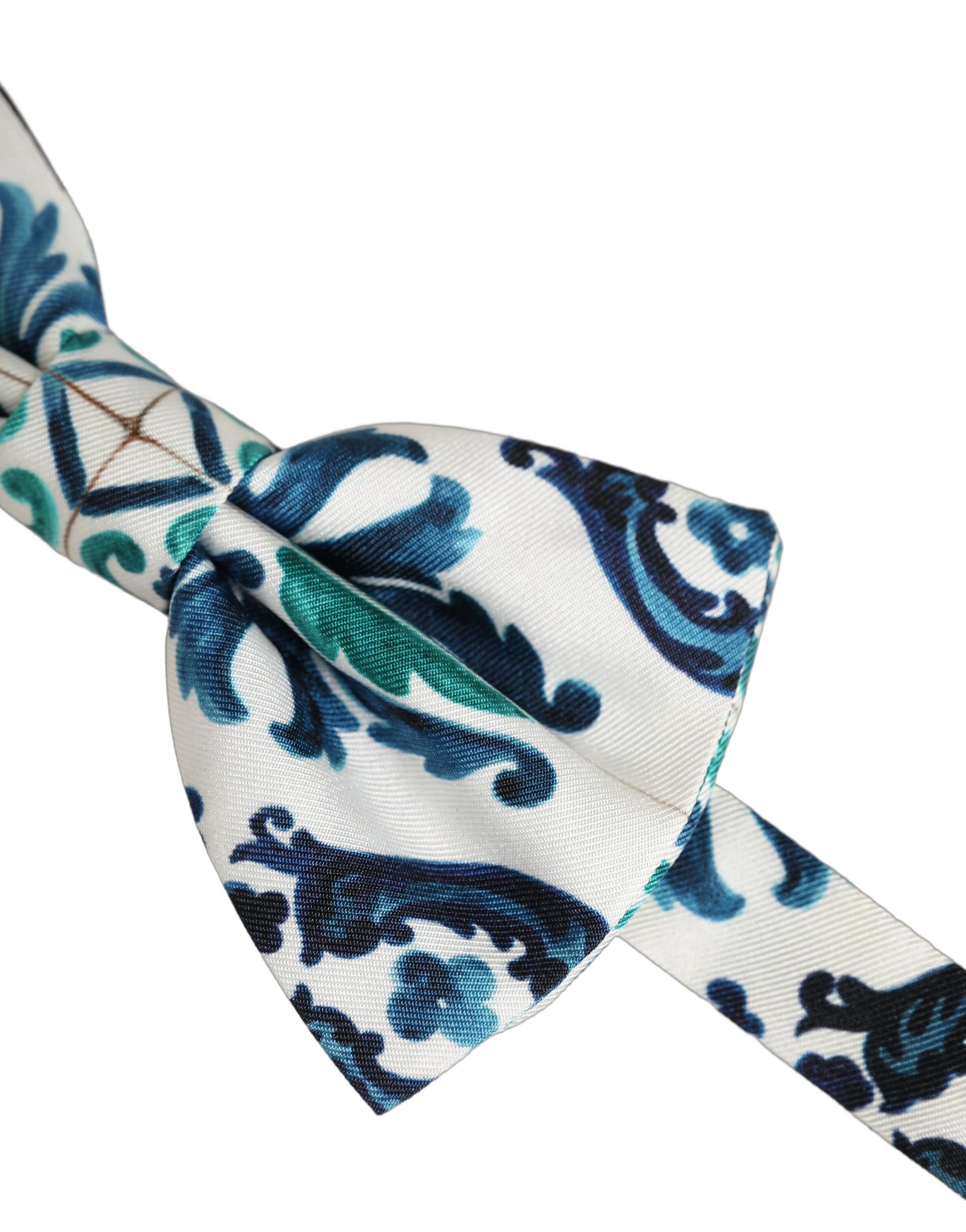 Dolce & Gabbana Men White Sicilian Silk Adjustable Neck Papillon Bow Tie - Image 3