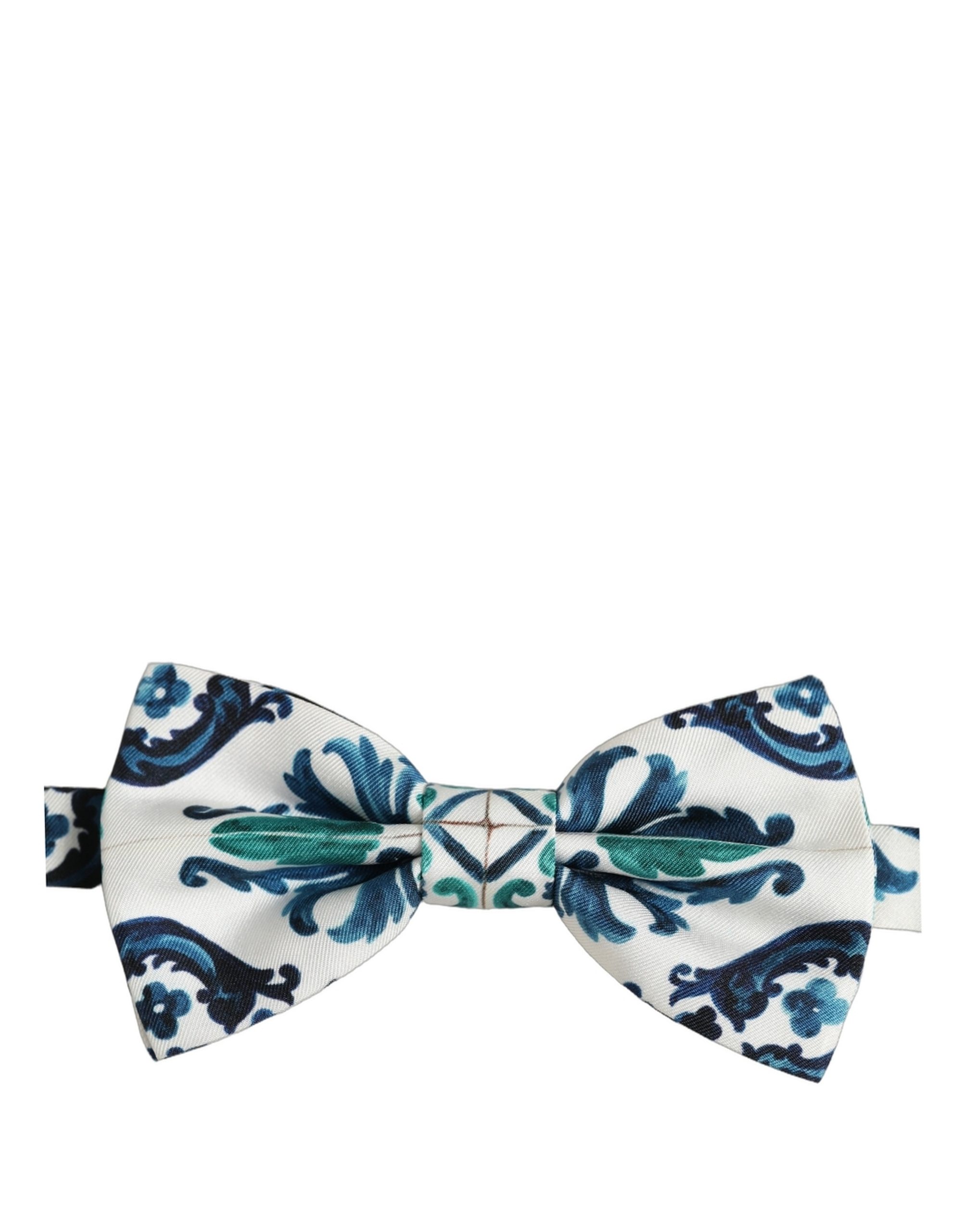 Dolce & Gabbana Men White Sicilian Silk Adjustable Neck Papillon Bow Tie - Image 4