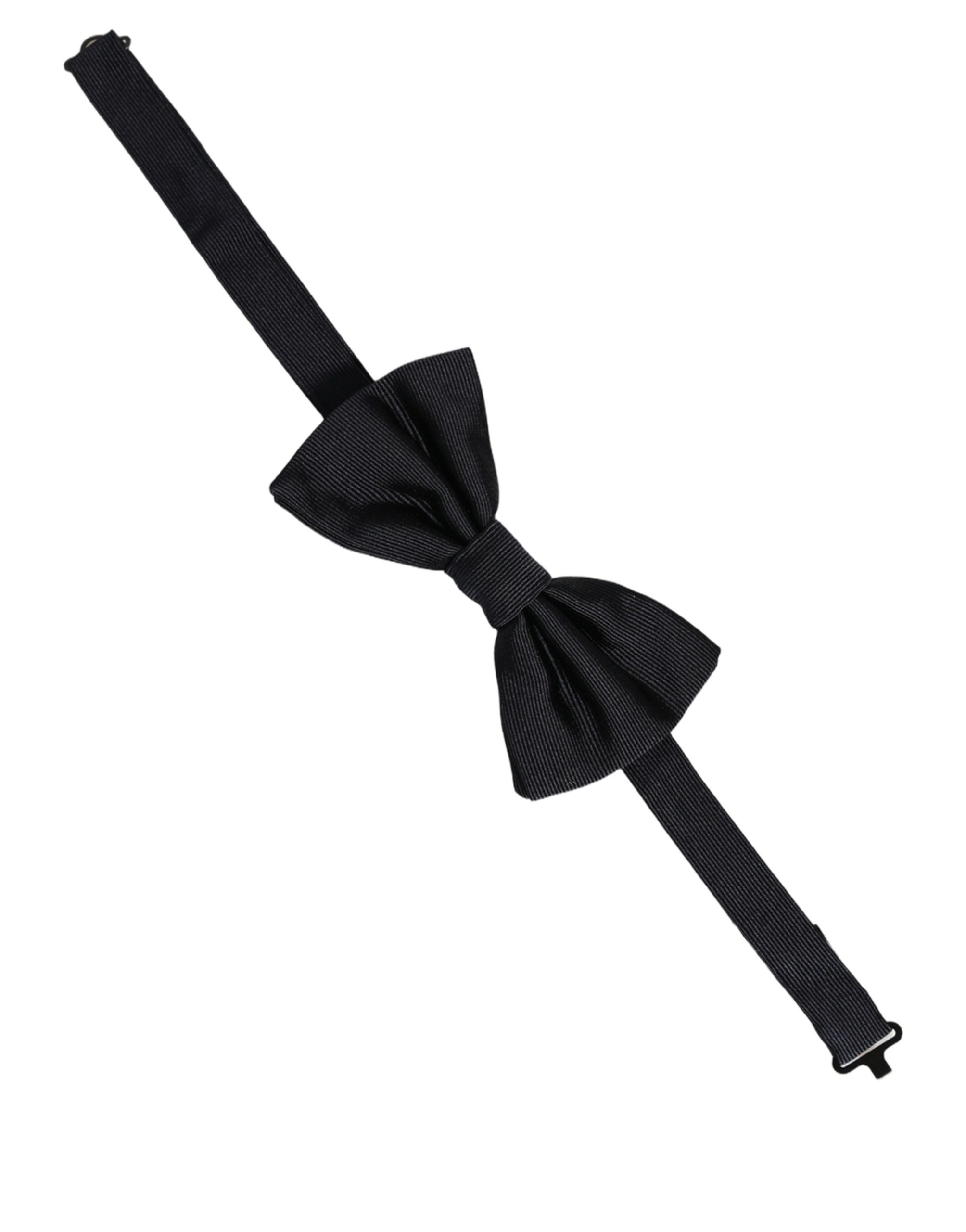 Dolce & Gabbana Men Dark Blue 100% Silk Adjustable Neck Papillon Bow Tie - Image 3