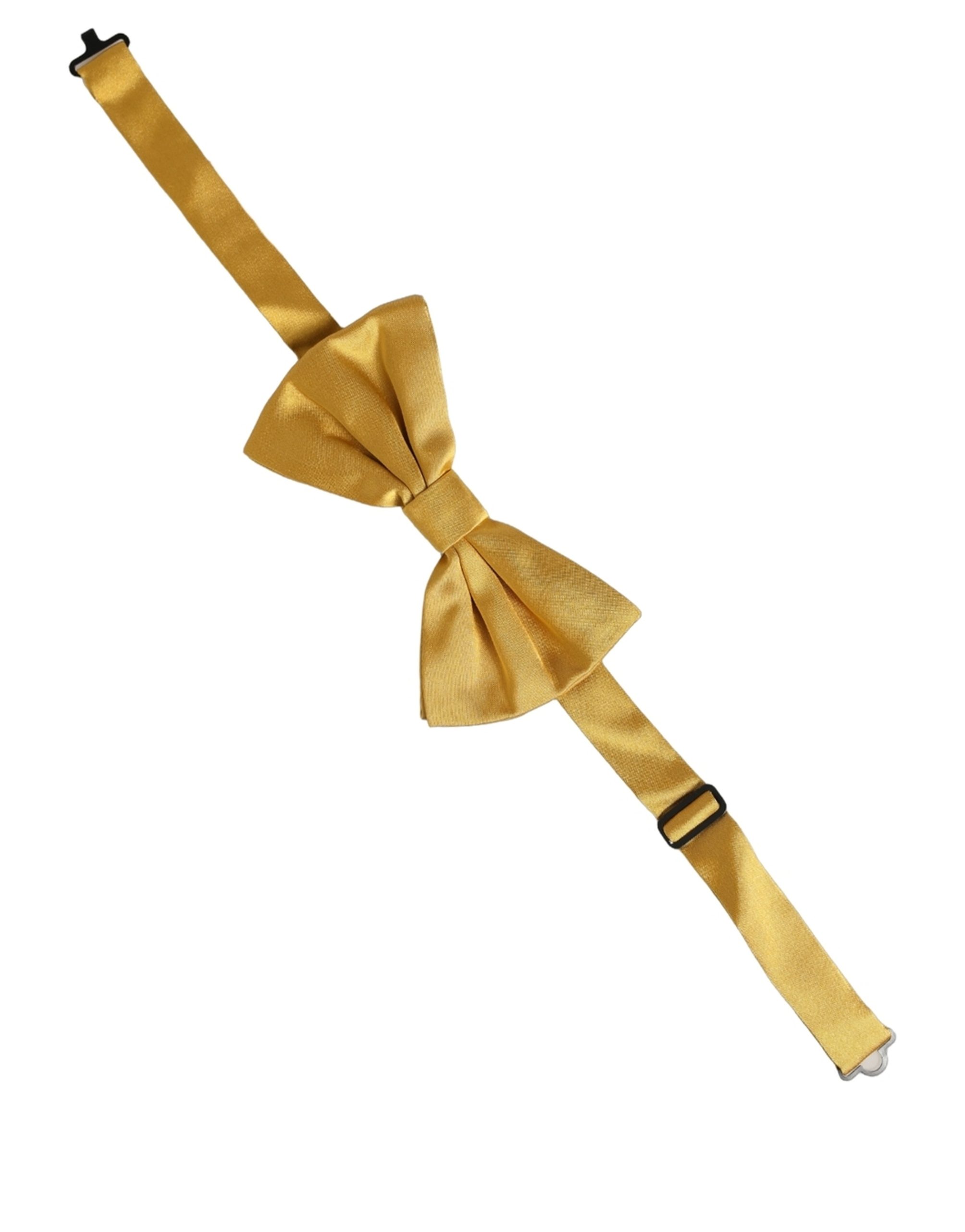 Dolce & Gabbana Men Yellow 100% Silk Adjustable Neck Papillon Bow Tie - Image 3