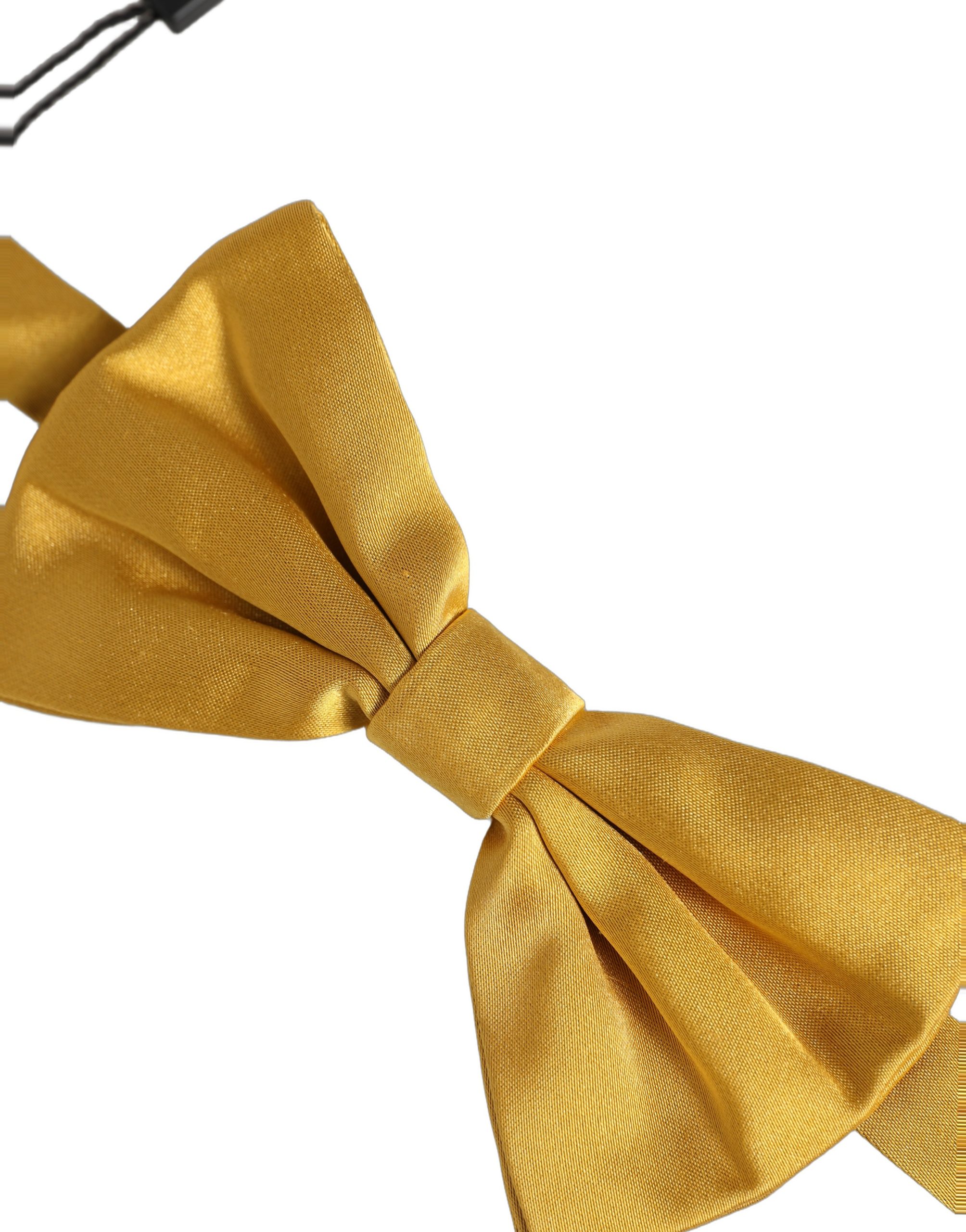 Dolce & Gabbana Men Yellow 100% Silk Adjustable Neck Papillon Bow Tie - Image 4