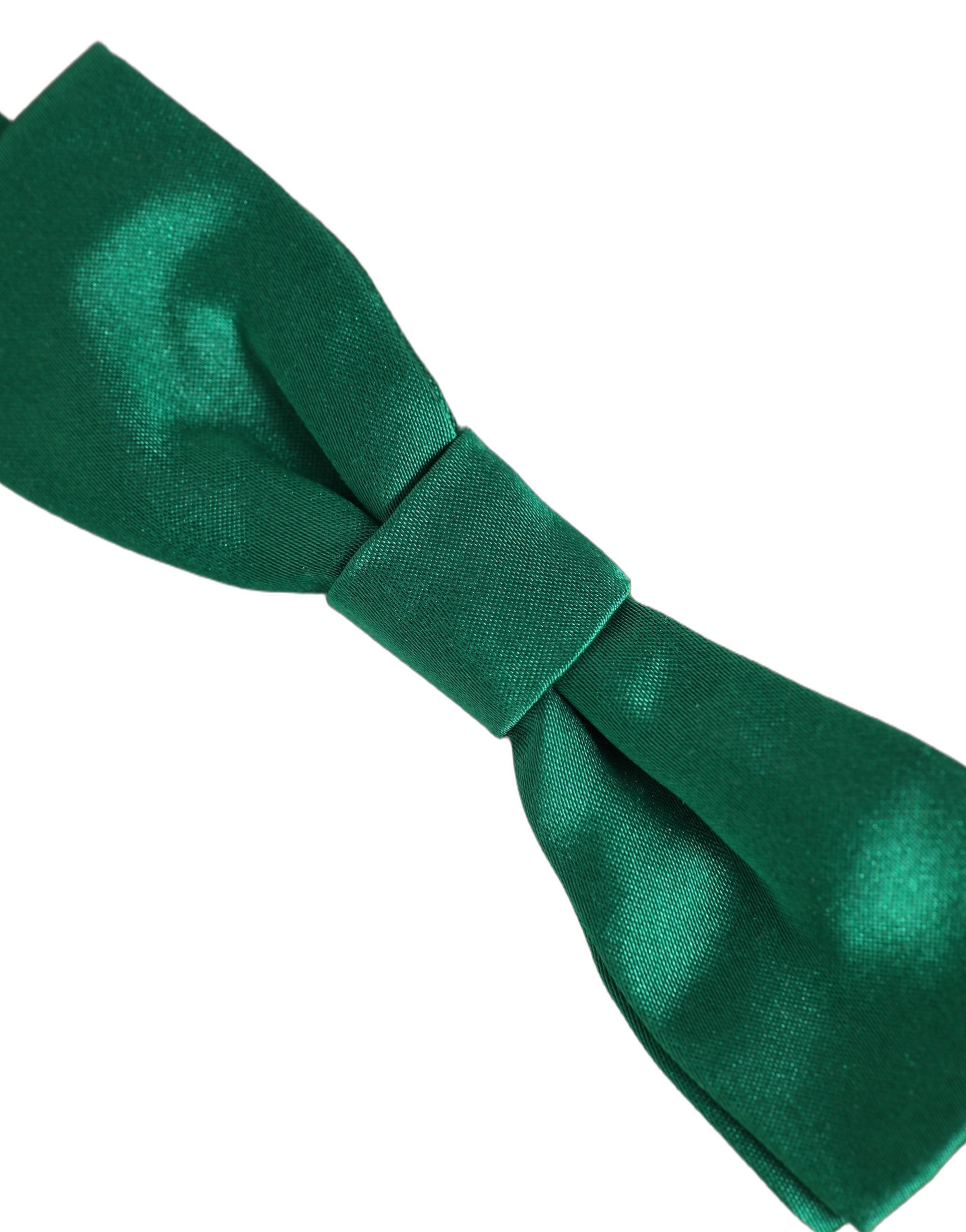 Dolce & Gabbana Men Green 100% Silk Adjustable Neck Papillon Bow Tie - Image 4