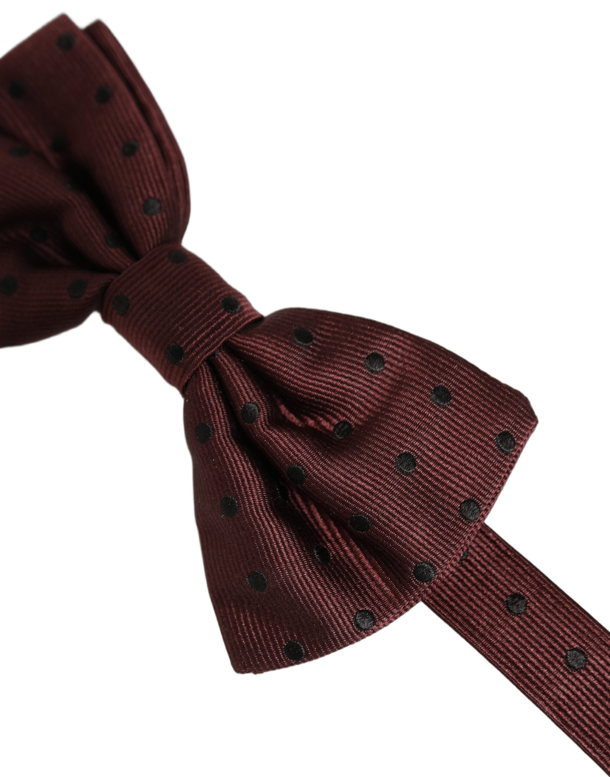 Dolce & Gabbana Burgundy Polka Dot Silk Adjustable Neck Papillon Bow Tie - Image 3