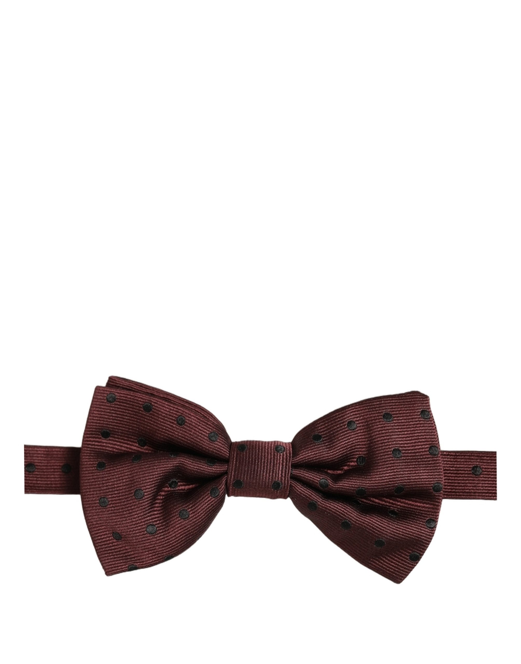 Dolce & Gabbana Burgundy Polka Dot Silk Adjustable Neck Papillon Bow Tie - Image 4